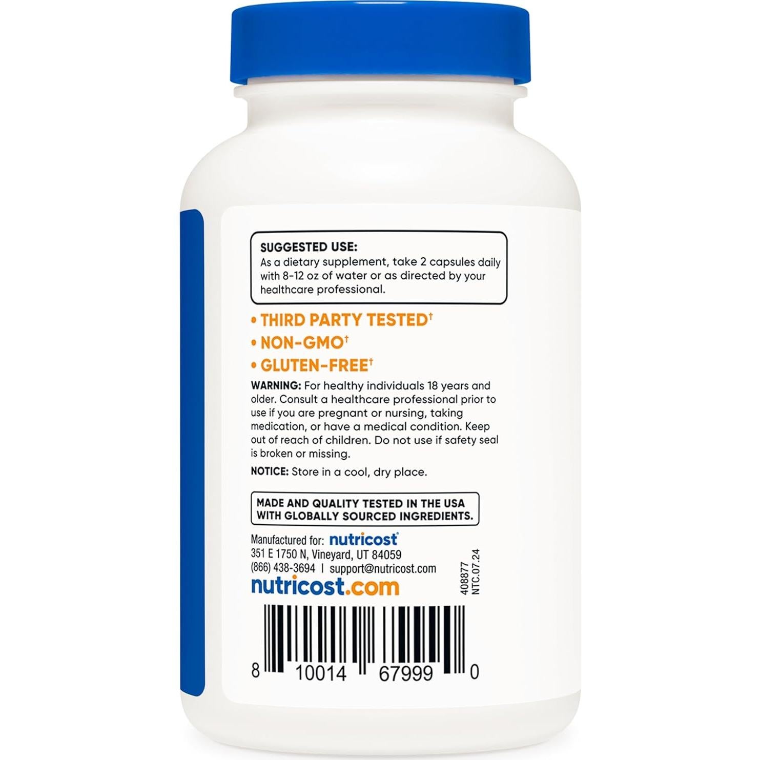 Cápsulas de Corteza de Sauce Blanco Nutricost 1200 mg 120 Unidades