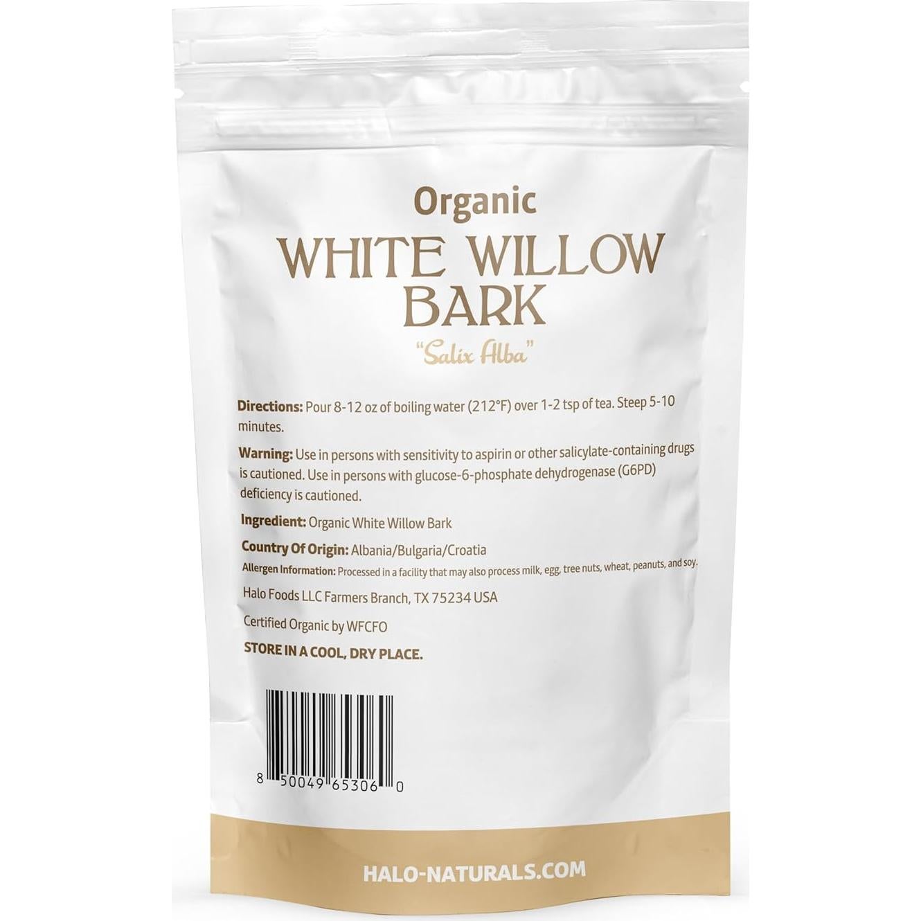 Corteza de Sauce Blanco Orgánico Halo Naturals 113g - USDA