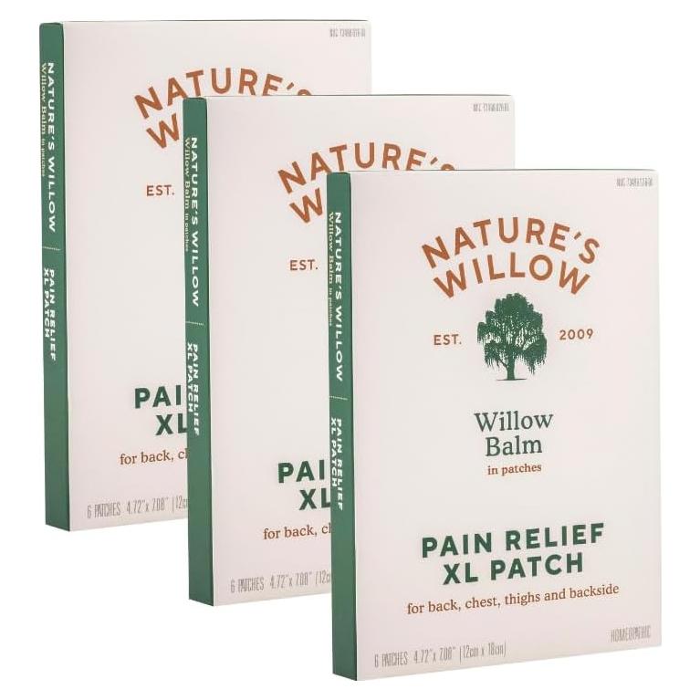 Parches Naturales XL Nature's Willow para Alivio Muscular y Articular - 18 Parches