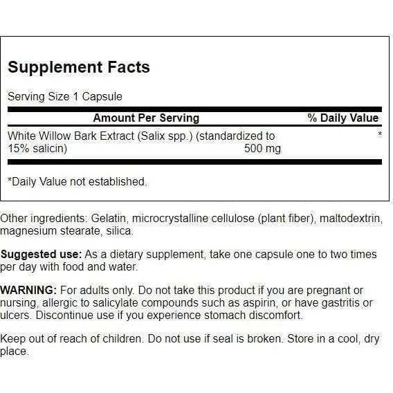 Extracto de Corteza de Sauce Blanco Swanson 120 Cápsulas 500mg