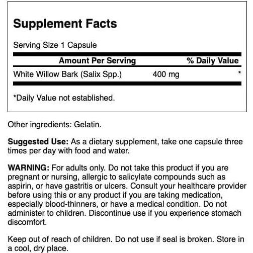 Corteza de Sauce Blanco Swanson 400 mg 90 Cápsulas