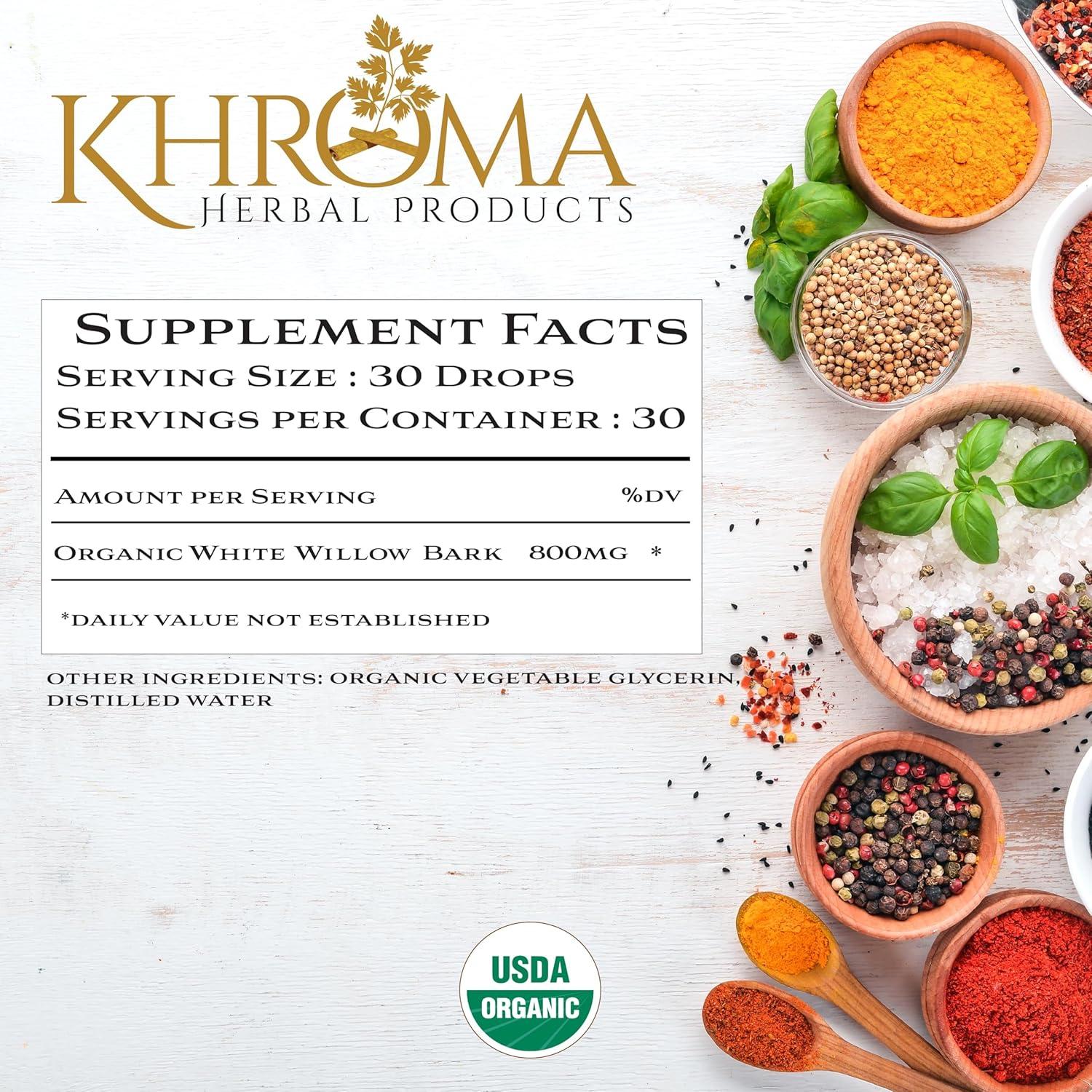 Corteza de Sauce Blanco Orgánica Khroma 30 Porciones 800 mg