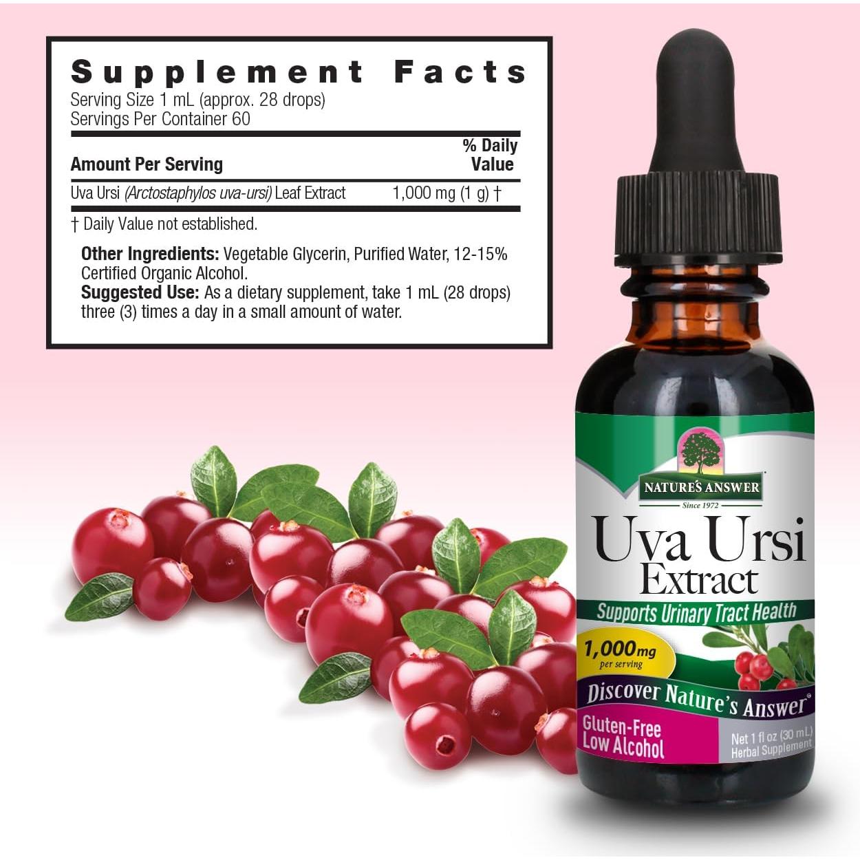 Gotas de Uva Ursi Nature's Answer 1000mg 30ml Vegano