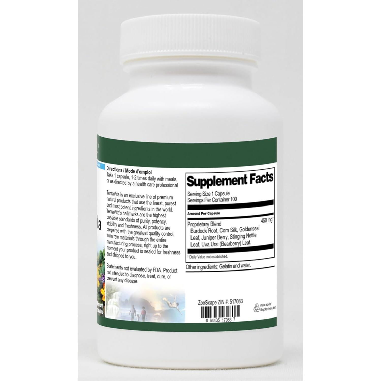 Seda de Maíz y Uva Ursi TerraVita - 450 mg - 300 Cápsulas