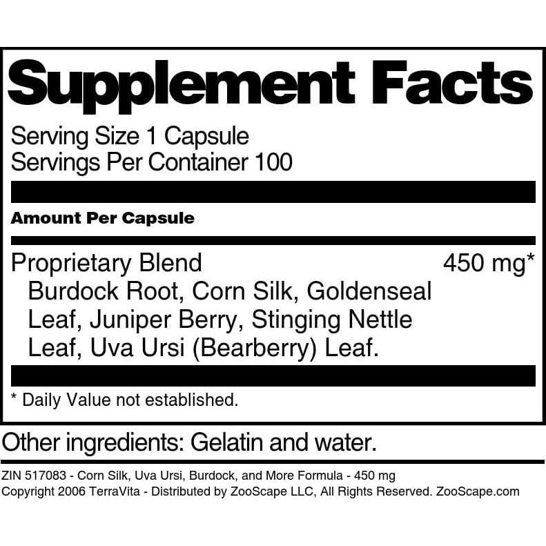 Seda de Maíz y Uva Ursi TerraVita - 450 mg - 300 Cápsulas