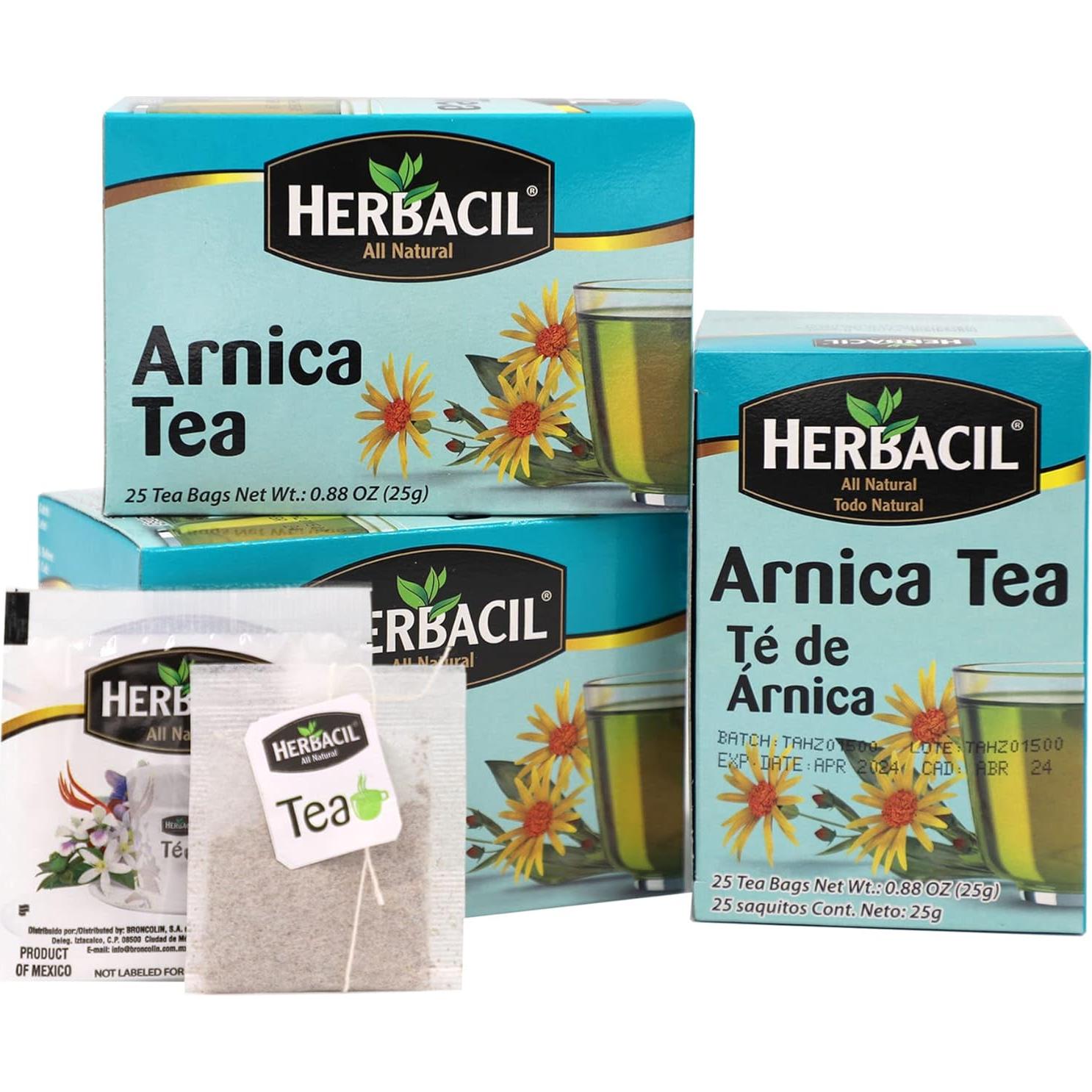 Té de Arnica Herbacil Sin Cafeína - Paquete de 3 (75 Bolsitas)