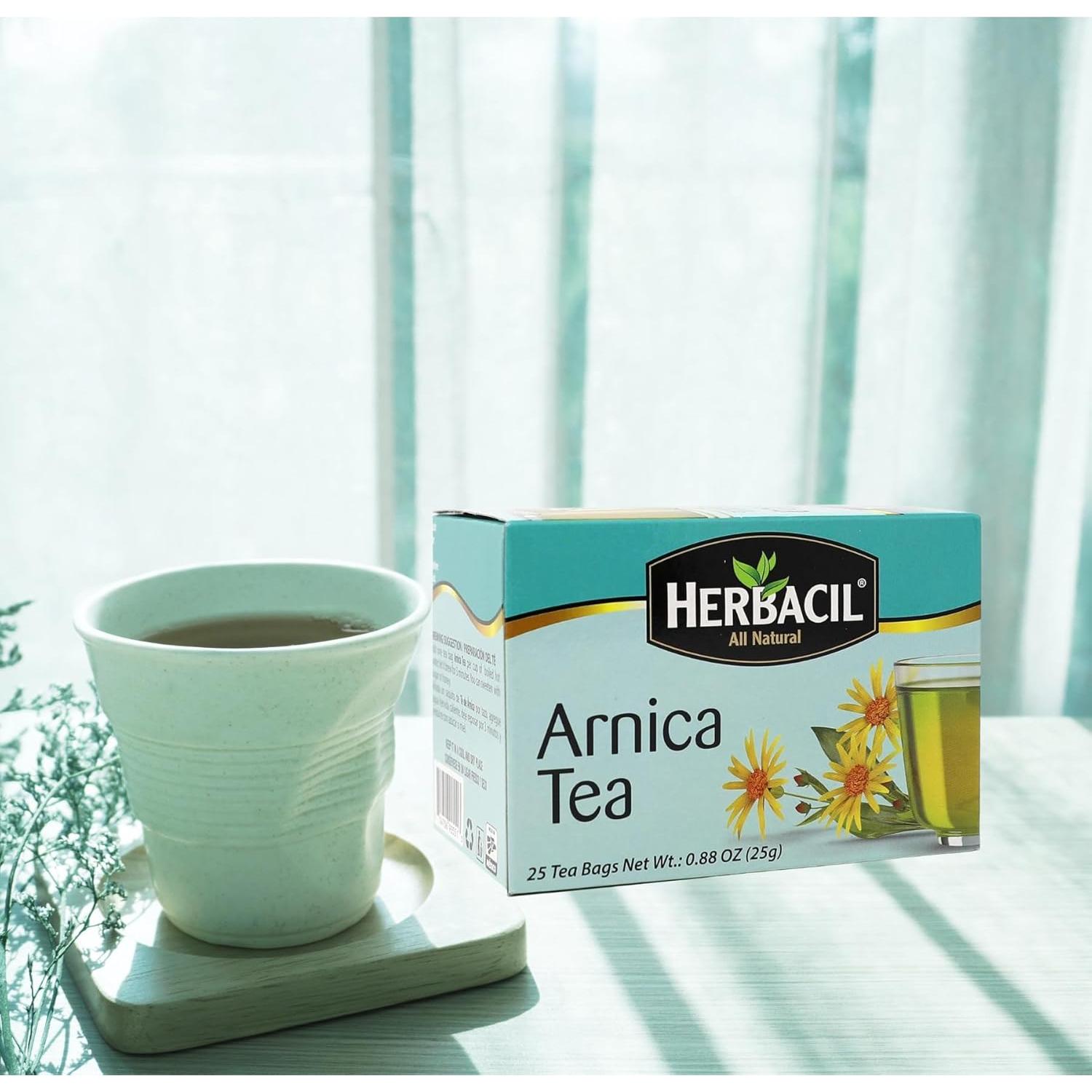Té de Arnica Herbacil Sin Cafeína - Paquete de 3 (75 Bolsitas)