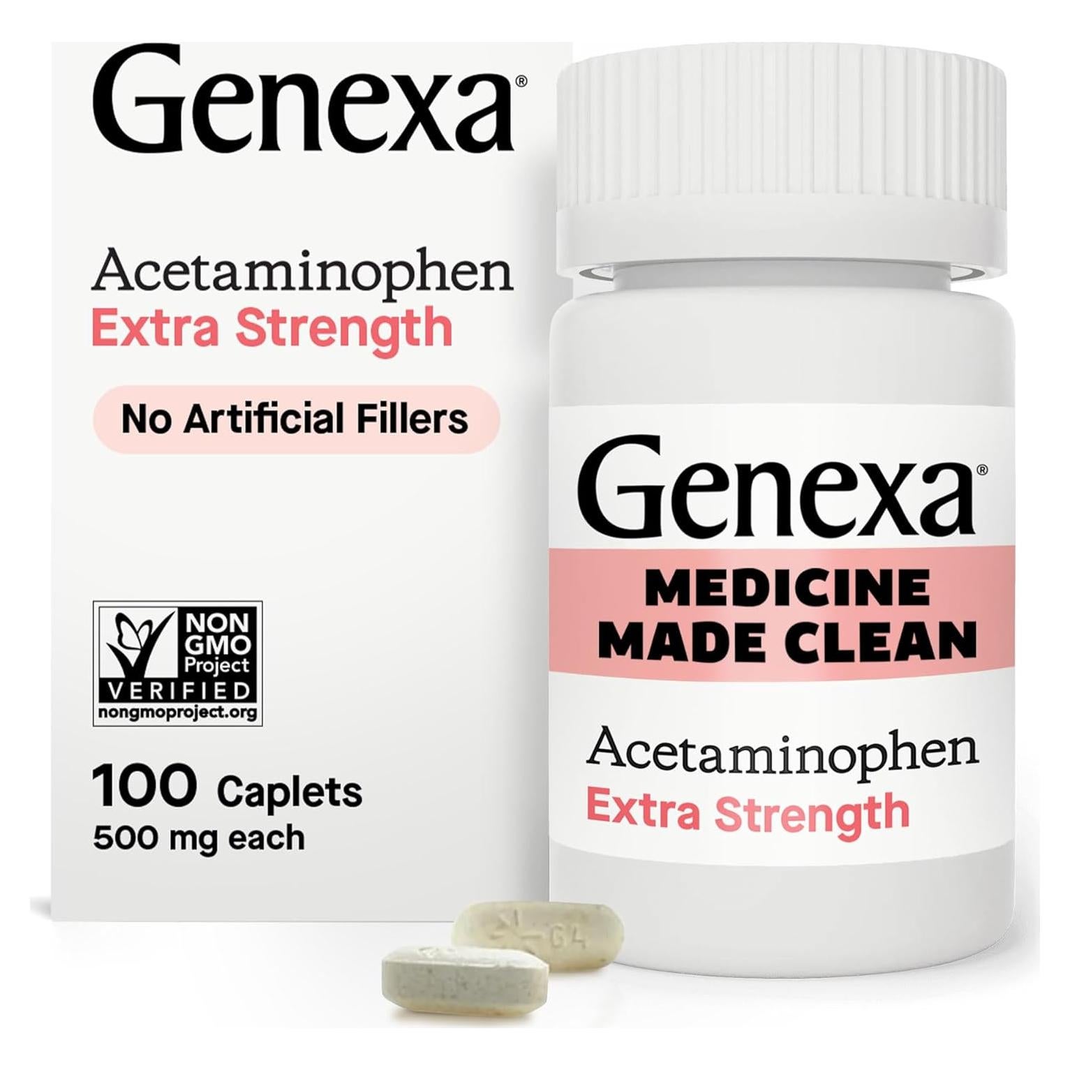 Genexa Acetaminofén Extra Fuerte 500mg, 100 Tabletas Alivio Dolor