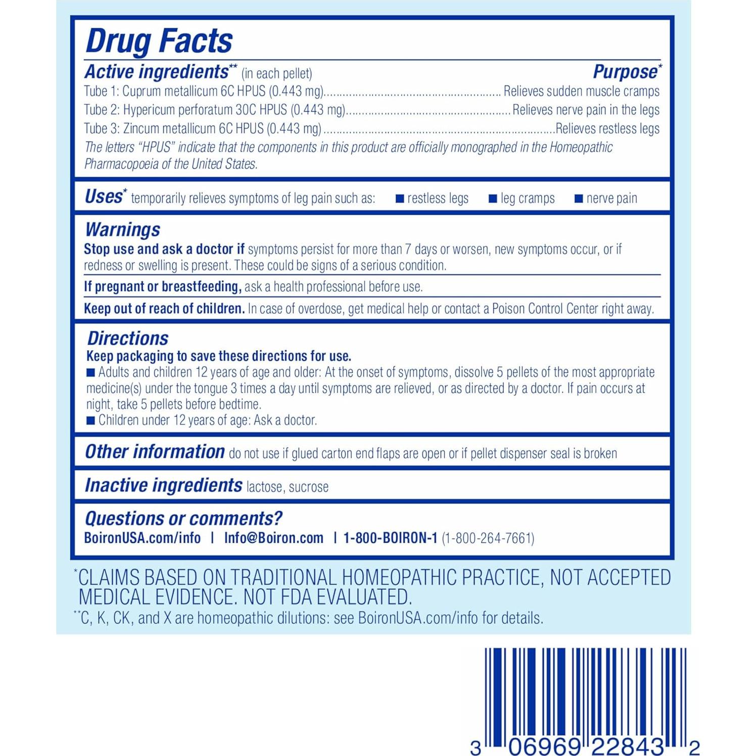 Boiron Alivio Dolor Piernas Inquietas 240 Gránulos Homeopáticos