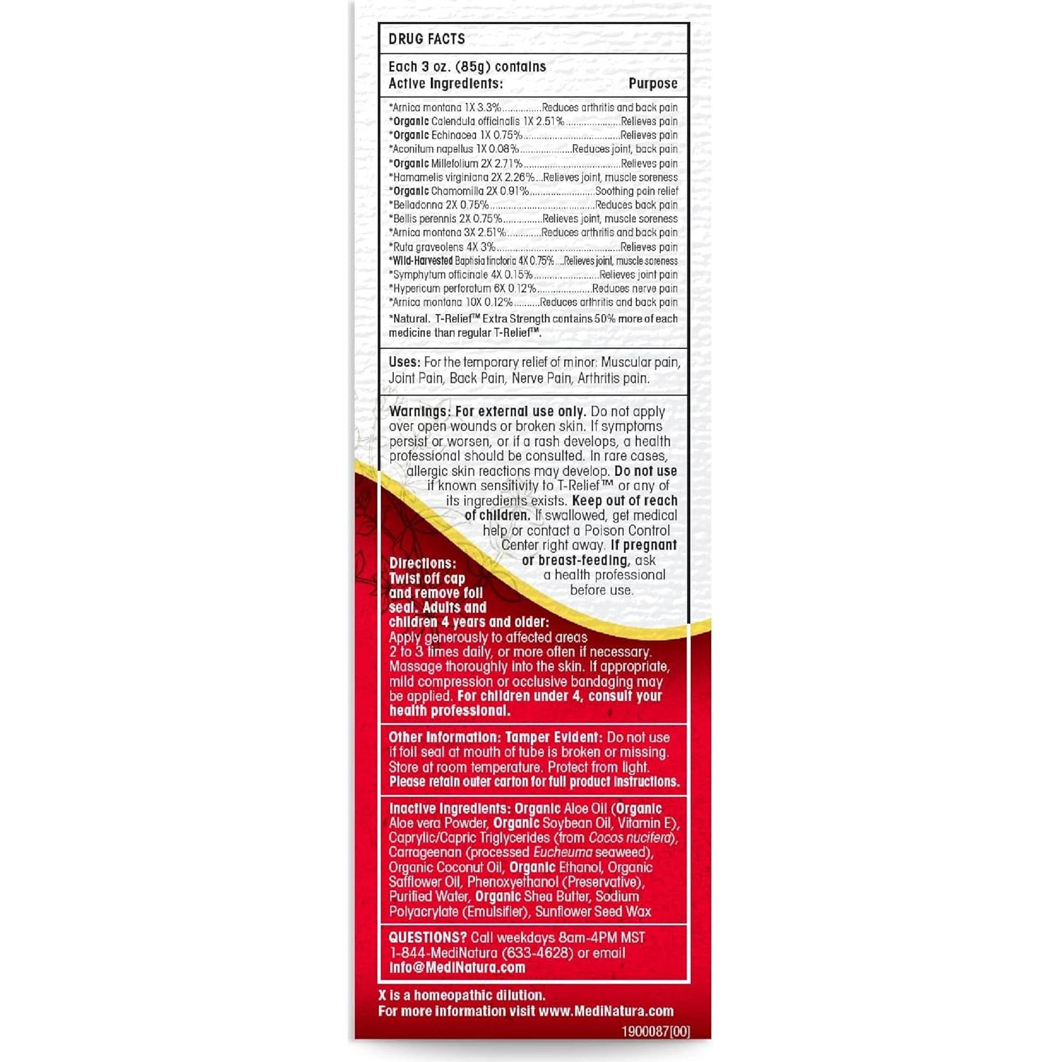 Crema Alivio Dolor T-Relief MediNatura 85g - Arnica +12 Activos