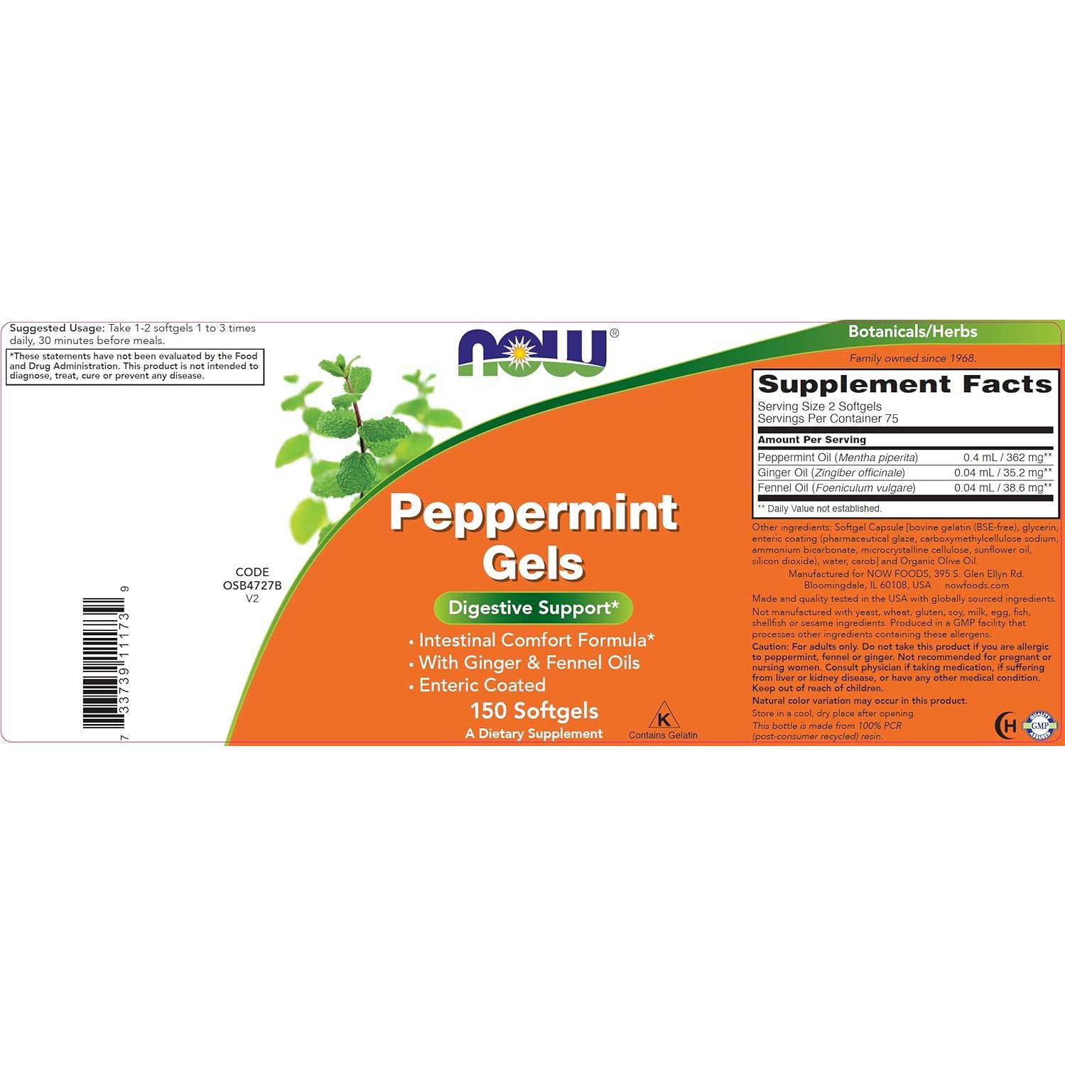 Geles de Menta AHORA con Jengibre y Hinojo - 150 Geles Blandos