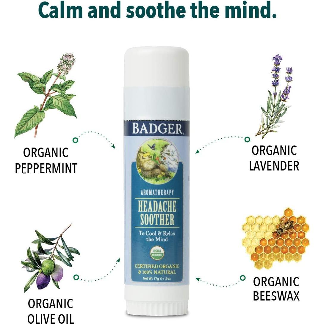 Bálsamo Alivio Dolor de Cabeza Badger 17 ml 100% Orgánico