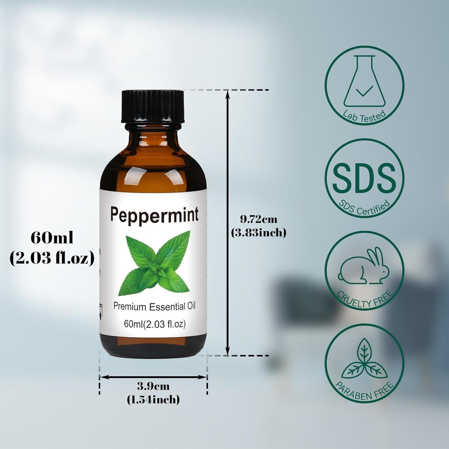 Juego de Aceites Esenciales Puros BISIRBAT 60ml x2 - Lavanda y Menta