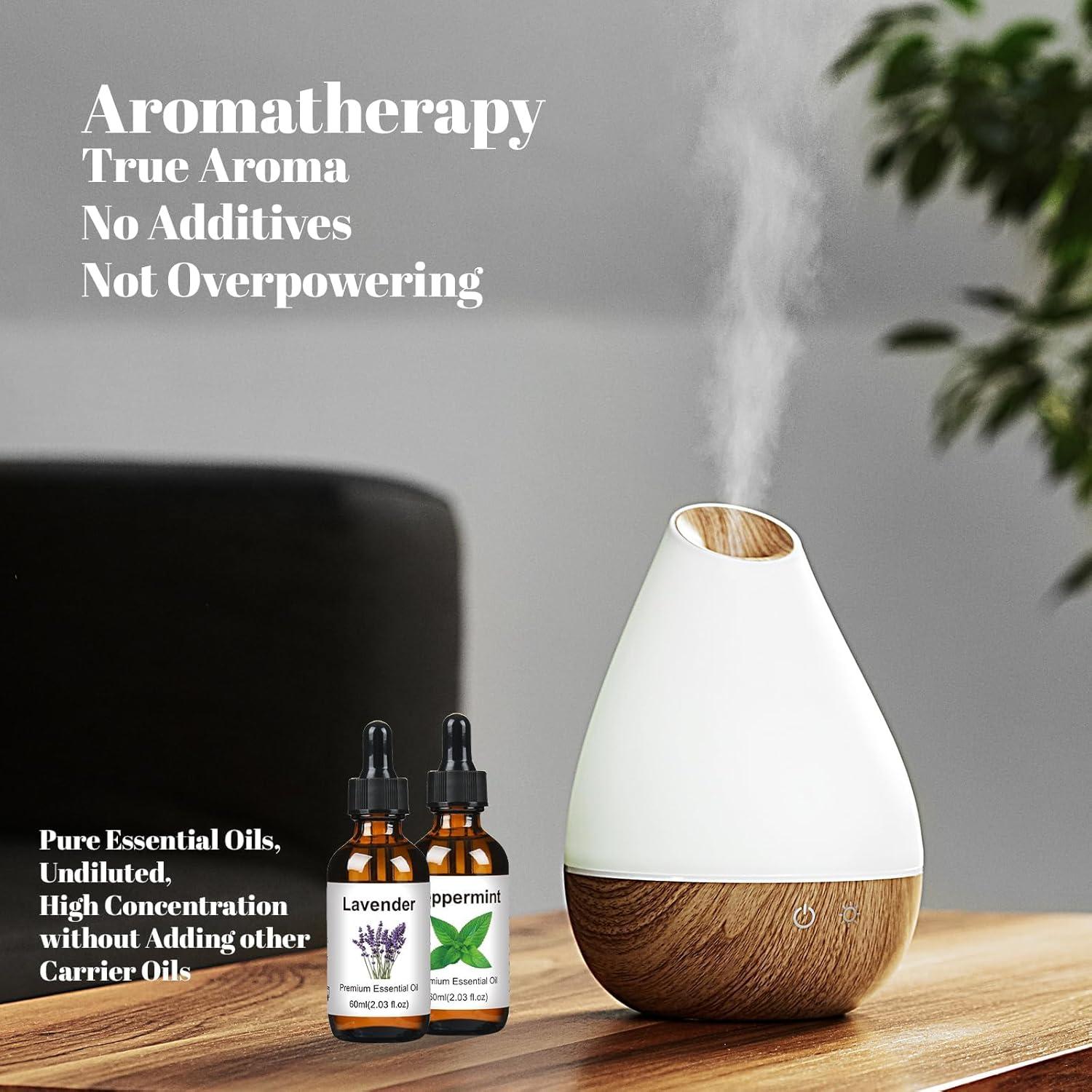 Juego de Aceites Esenciales Puros BISIRBAT 60ml x2 - Lavanda y Menta