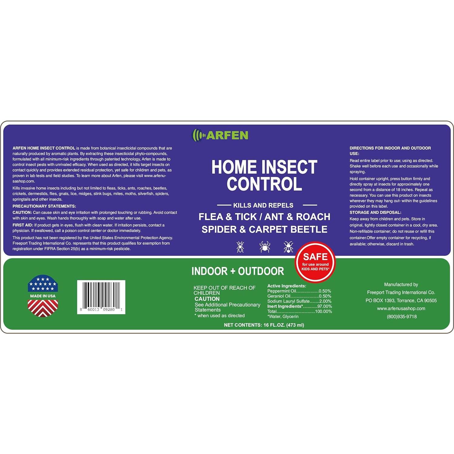 Spray Insecticida Natural ARFEN HOME 500ml - Mata Plagas