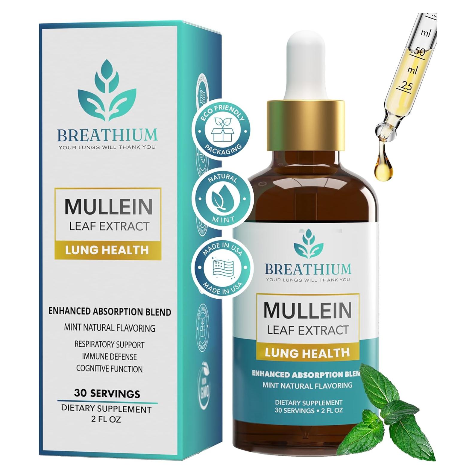 Gotas de Mullein Breathium 60 ml - Soporte Pulmonar Menta