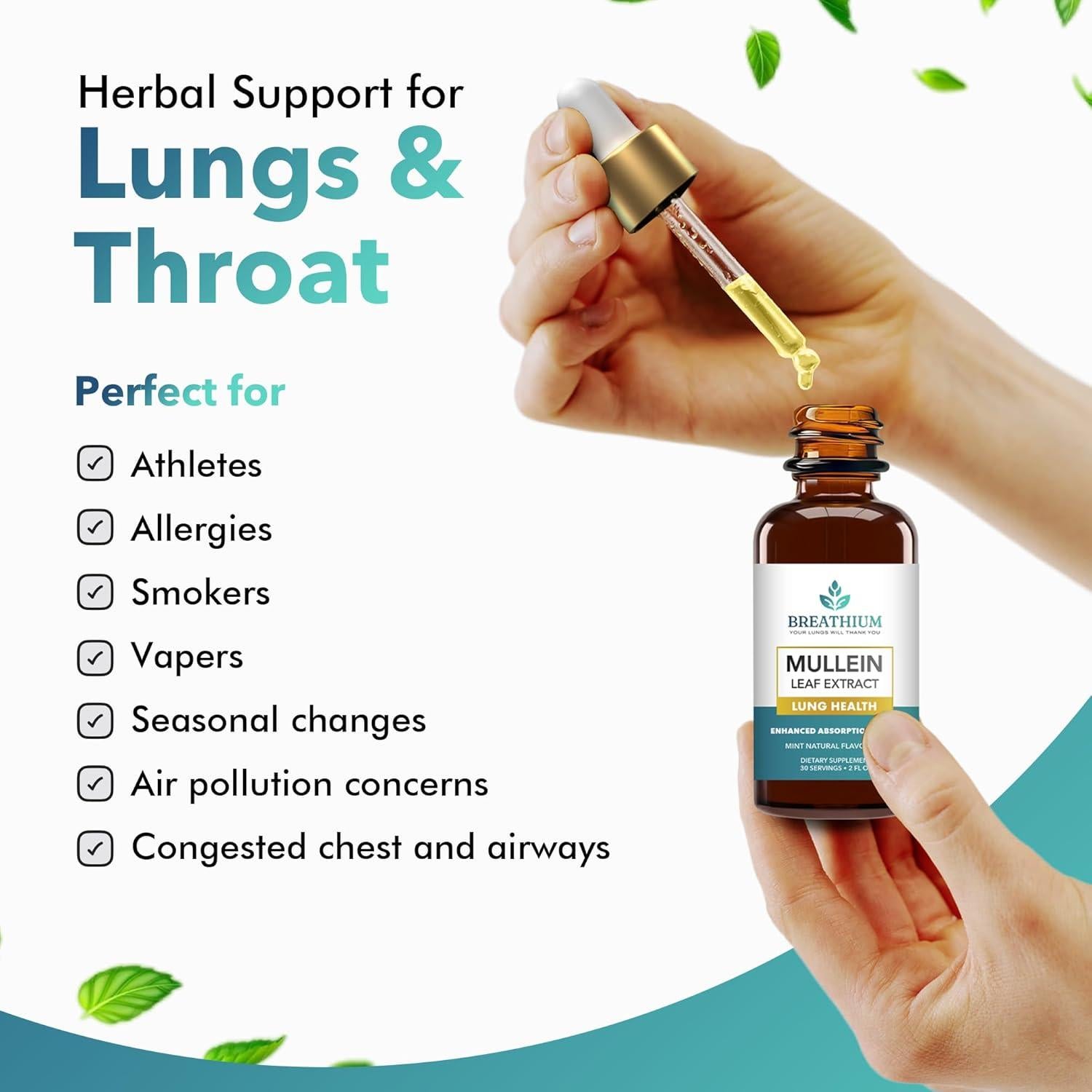 Gotas de Mullein Breathium 60 ml - Soporte Pulmonar Menta