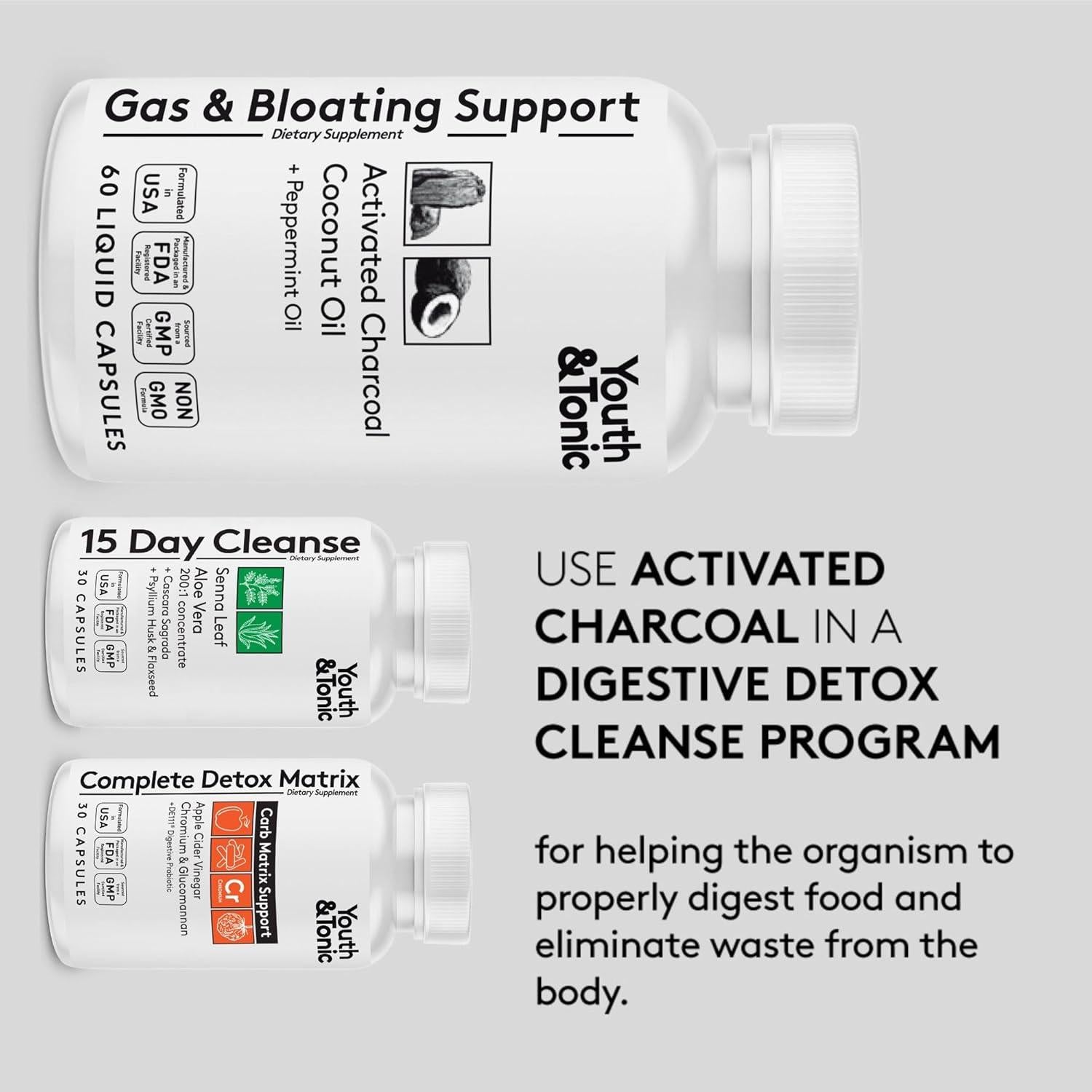 Píldoras de Carbón Activado Youth & Tonic - 60 Cápsulas