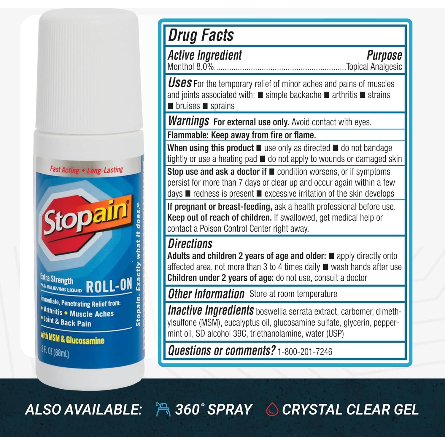 Stopain Gel Roll-On 85 ml Alivio Dolor Articulaciones Musculares