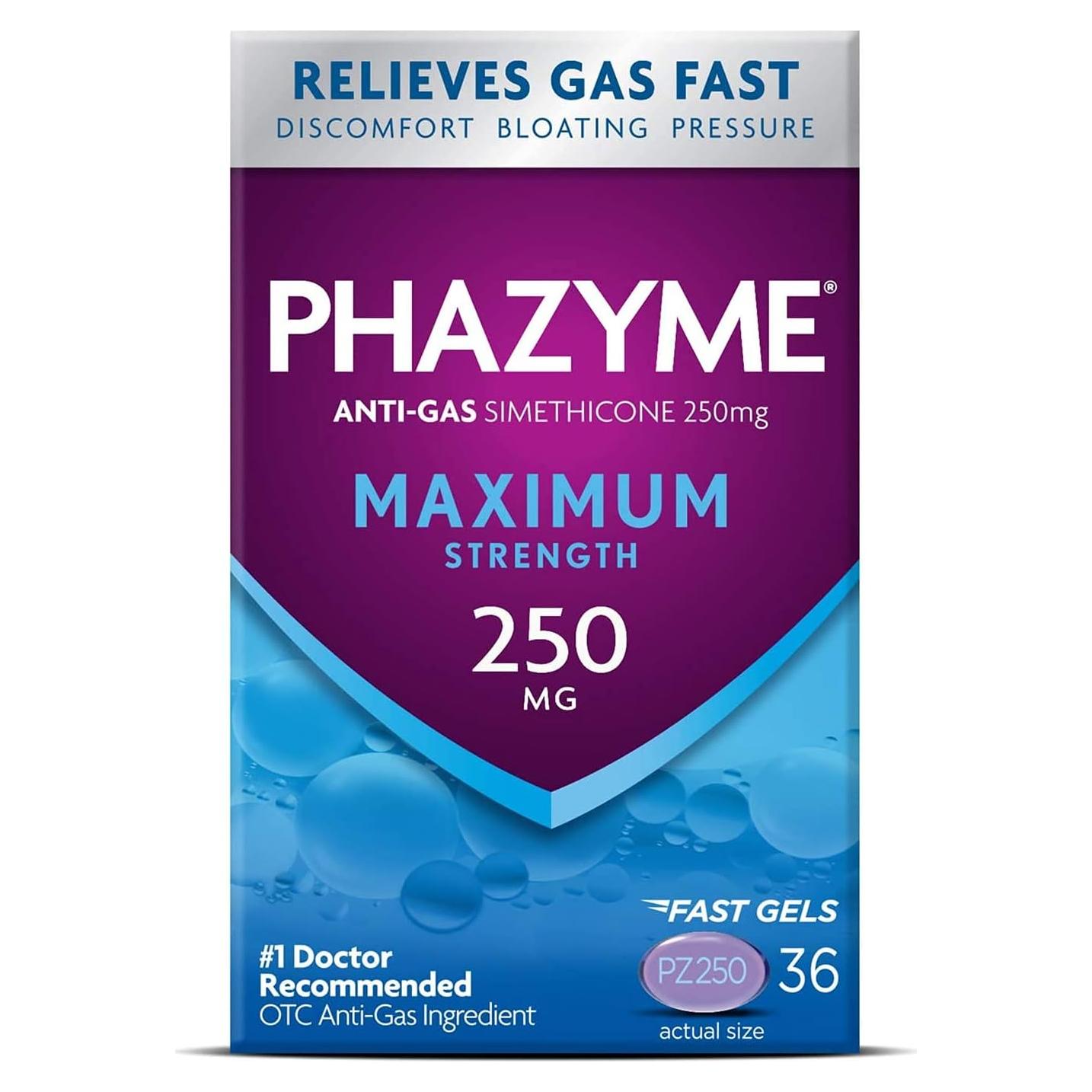 Phazyme Alivio Máximo de Gas 250 mg - 36 Geles Rápidos
