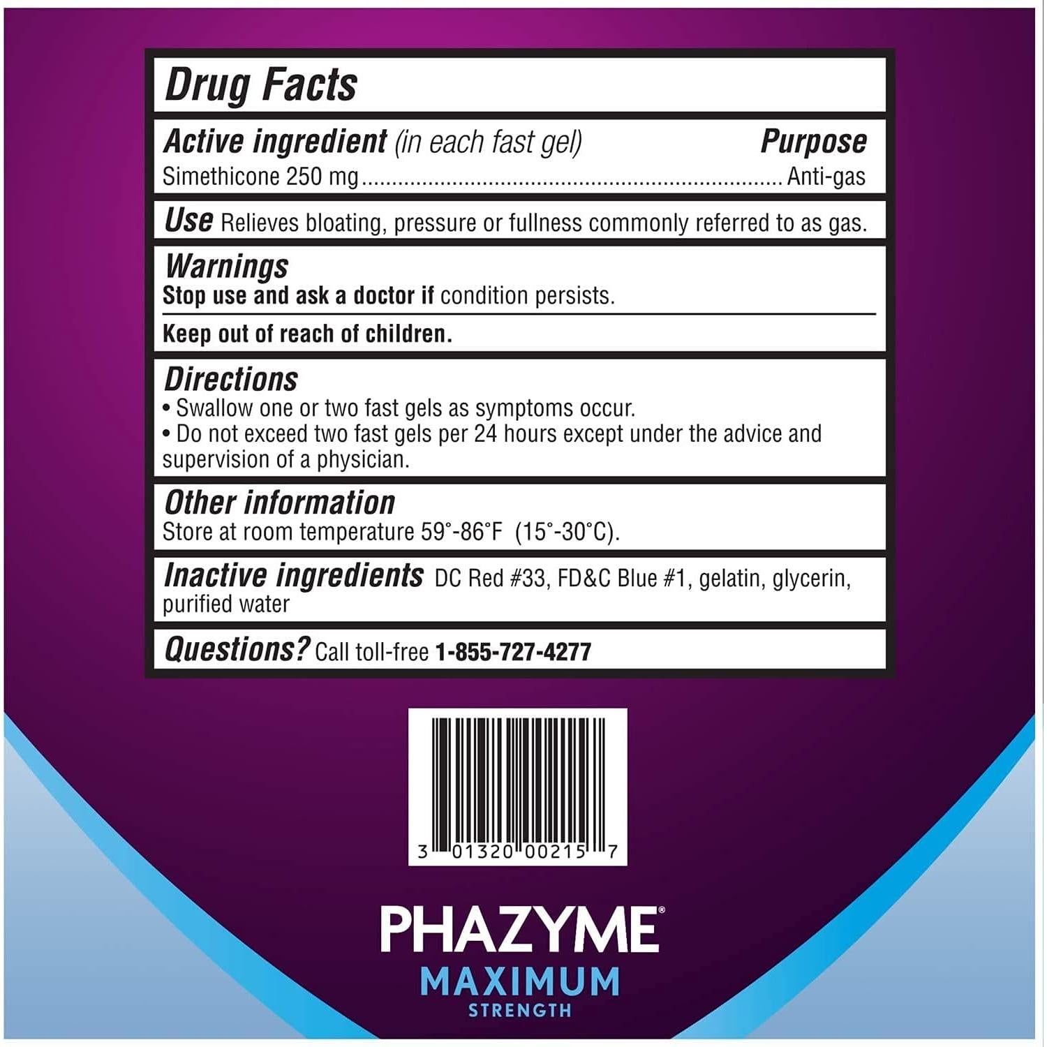 Phazyme Alivio Máximo de Gas 250 mg - 36 Geles Rápidos