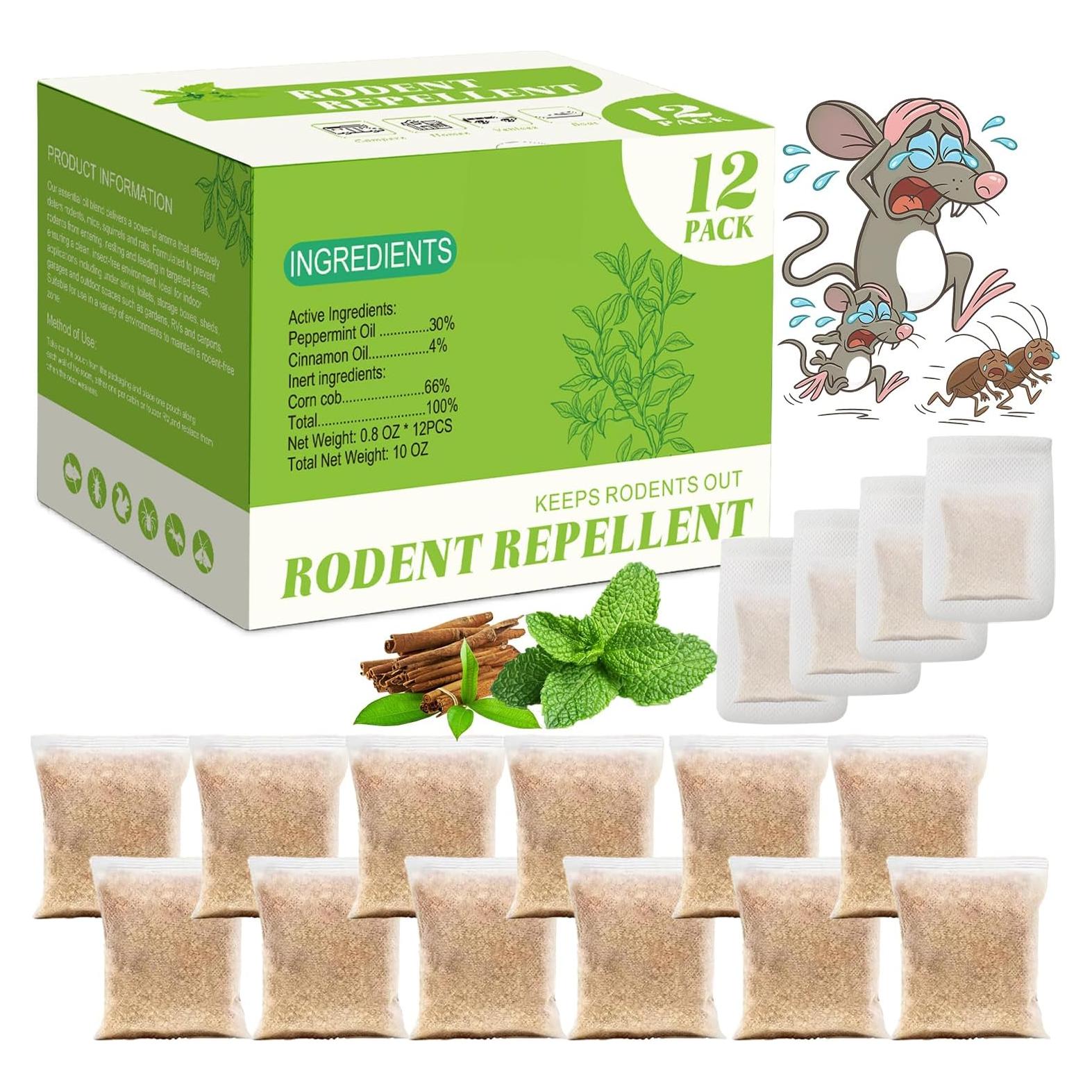 Bolsas Repelentes de Ratones Getter - Aceite de Menta Natural - 12 Paquete
