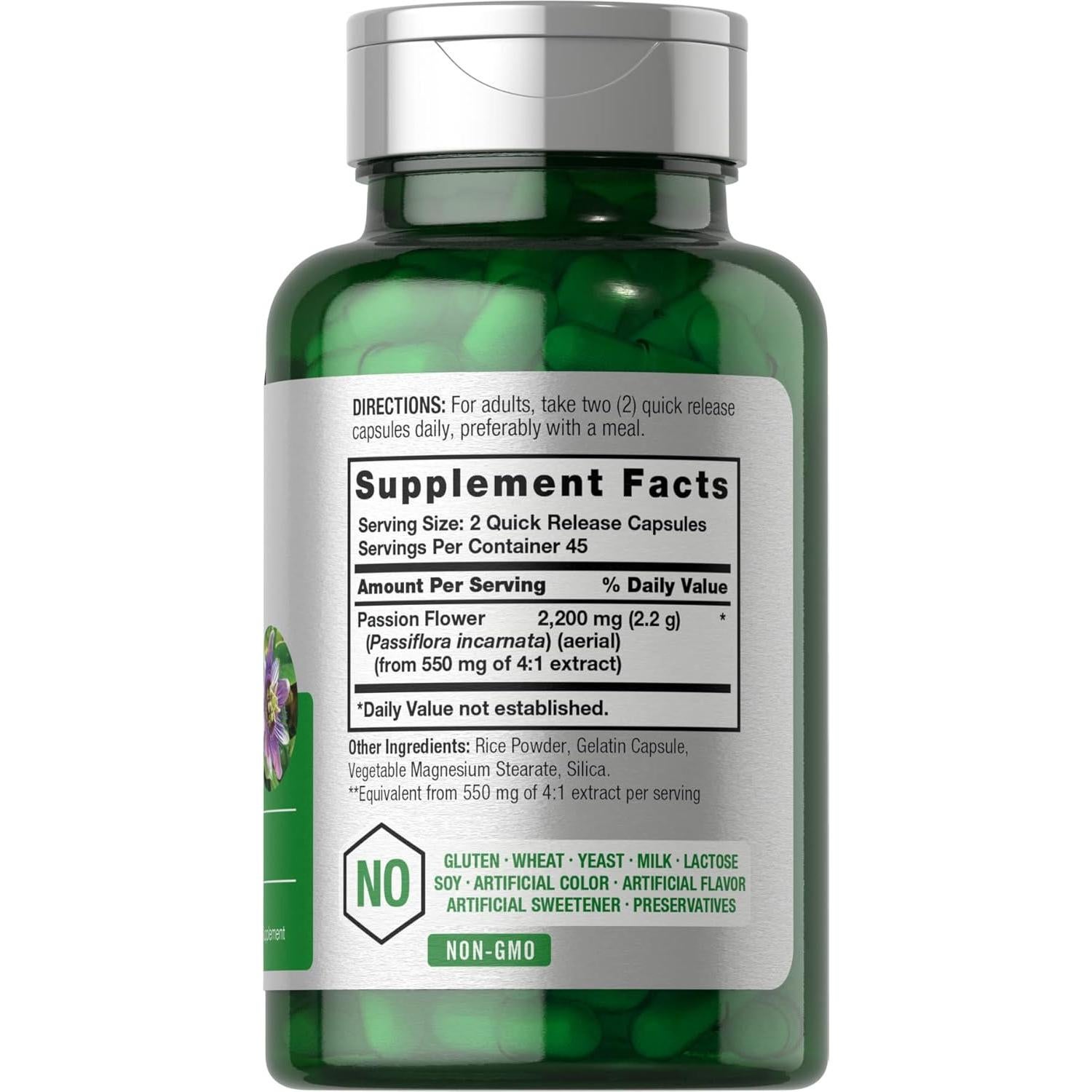 Cápsulas de Flor de Pasión Horbäach 2200mg 90 Unidades Sin OGM