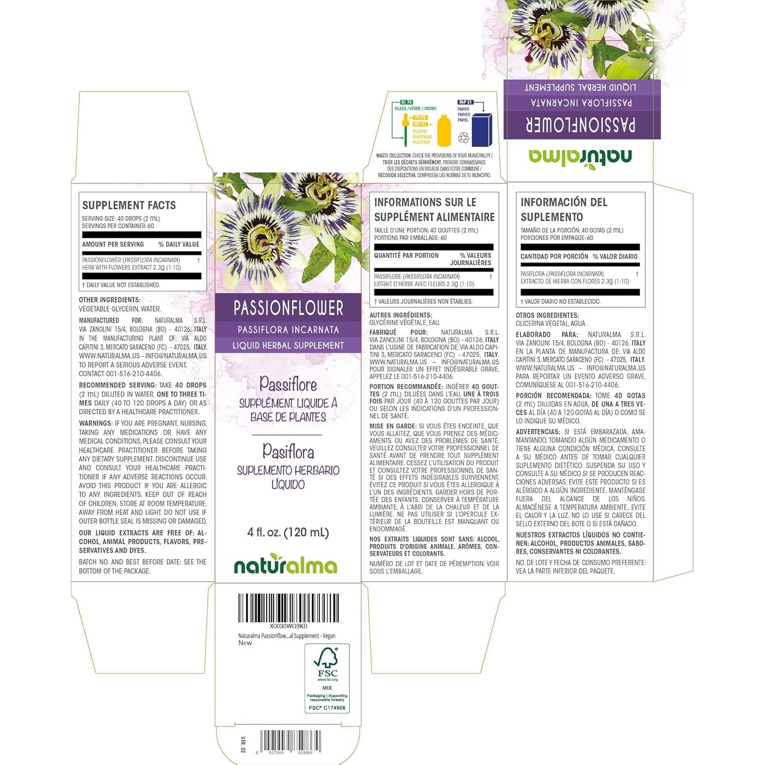 Extracto líquido de flor de la pasión Naturalma 118 ml vegano