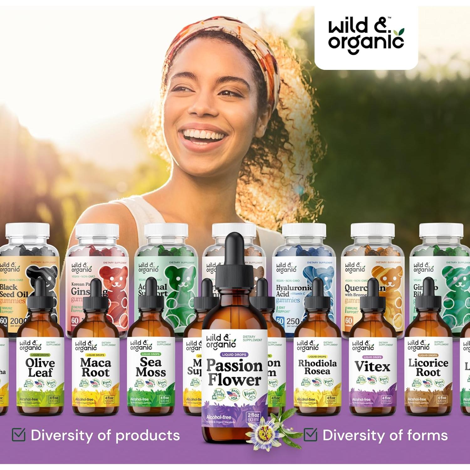 Tintura de Flor de Pasión Silvestre Orgánica 59 ml - Sin Alcohol