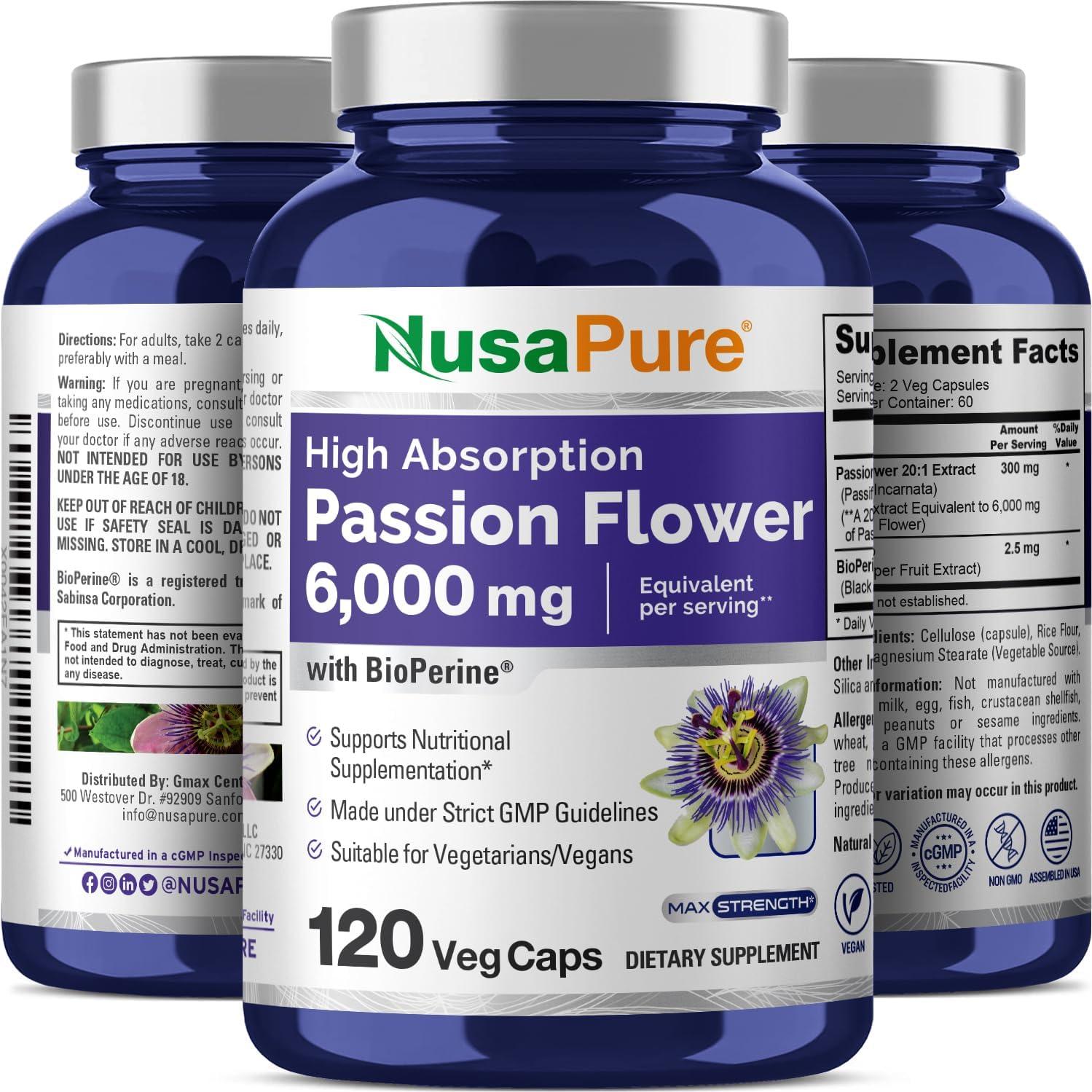 Extracto de Flor de Pasión NusaPure 300 mg 120 Cápsulas Veganas
