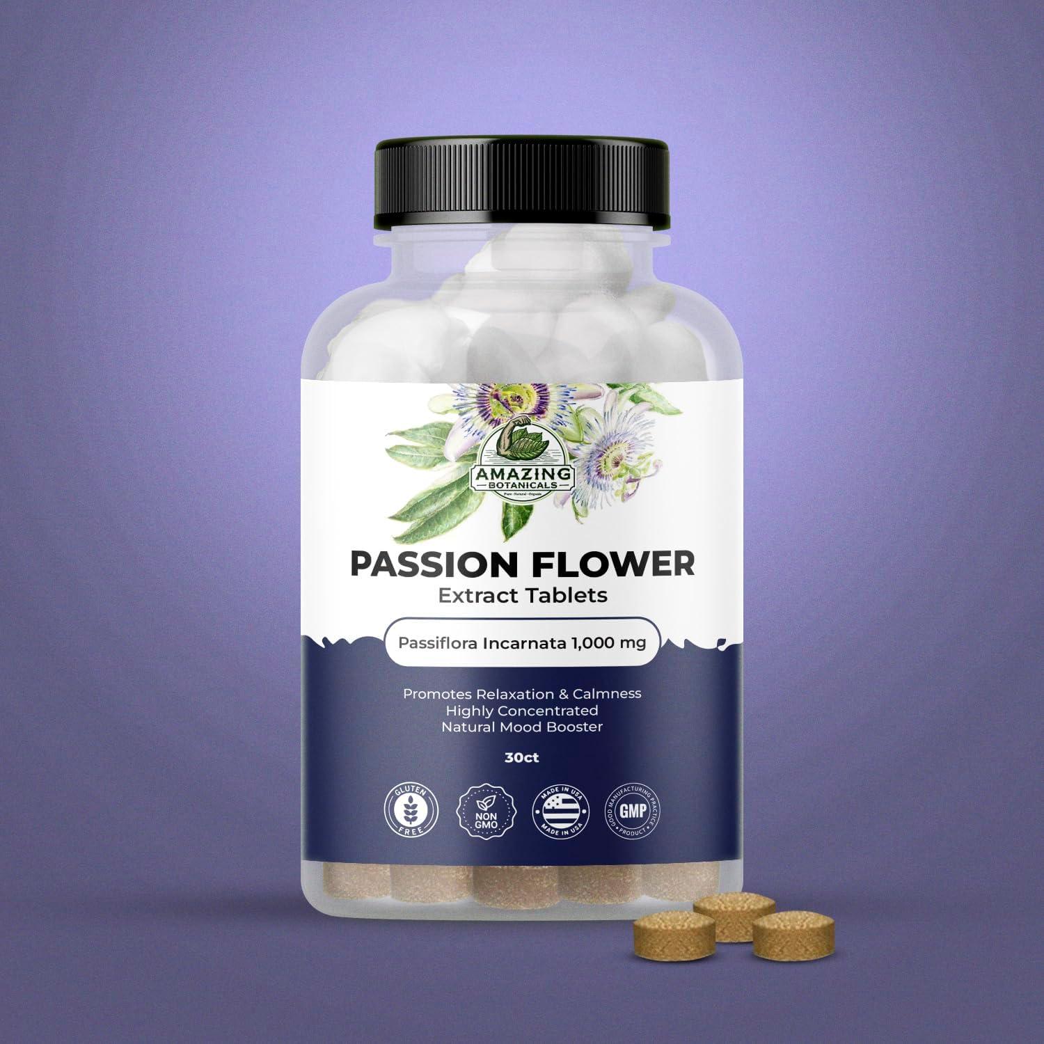 Tabletas de Flor de Pasión Amazing Botanicals 1000 mg 30 Unidades