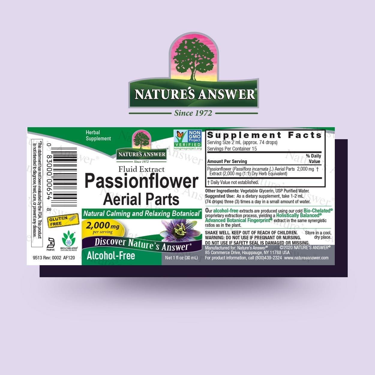 Extracto de Flor de Pasión Nature's Answer 30ml Sin Alcohol