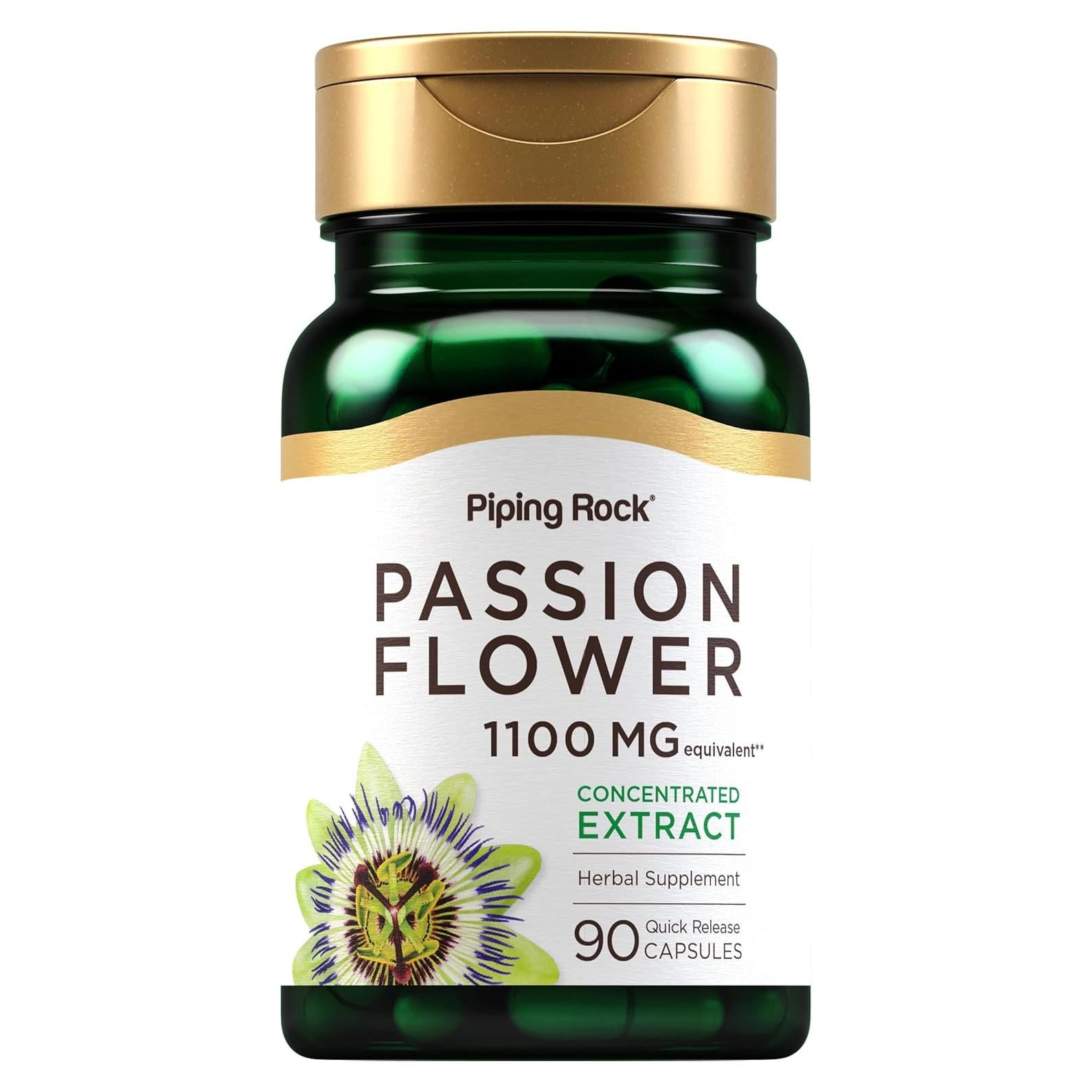 Cápsulas de Extracto de Flor de Pasión Piping Rock 1100mg 90u