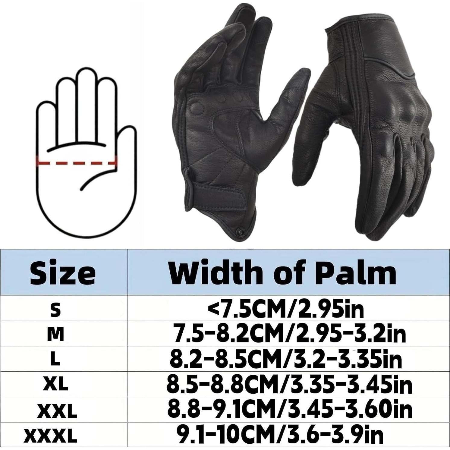 Guantes de Motocicleta Sibewora BDKGLOVE 3XL Cuero Negro