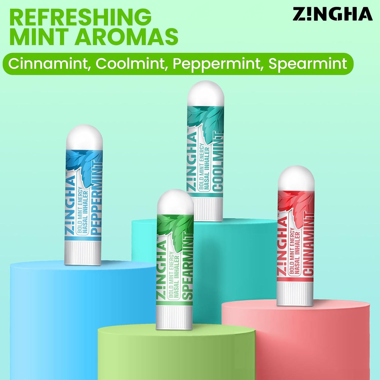 Inhalador Nasal Aromaterapia Z!NGHA 4PK Menta Alivio Congestión