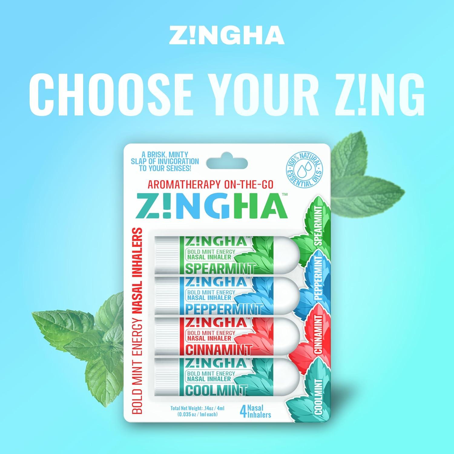 Inhalador Nasal Aromaterapia Z!NGHA 4PK Menta Alivio Congestión