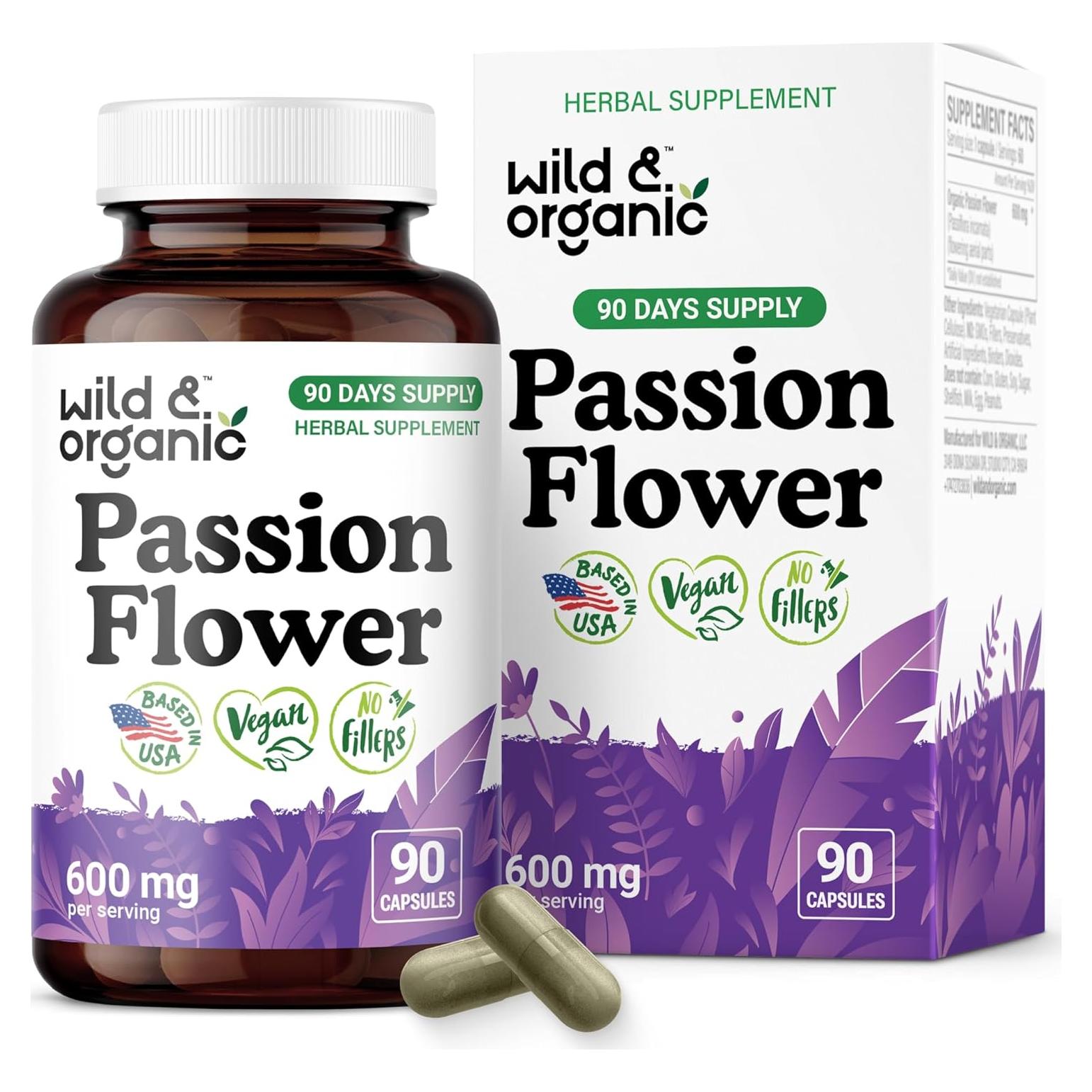 Cápsulas de Flor de Pasión Silvestre y Orgánica 90 Unidades