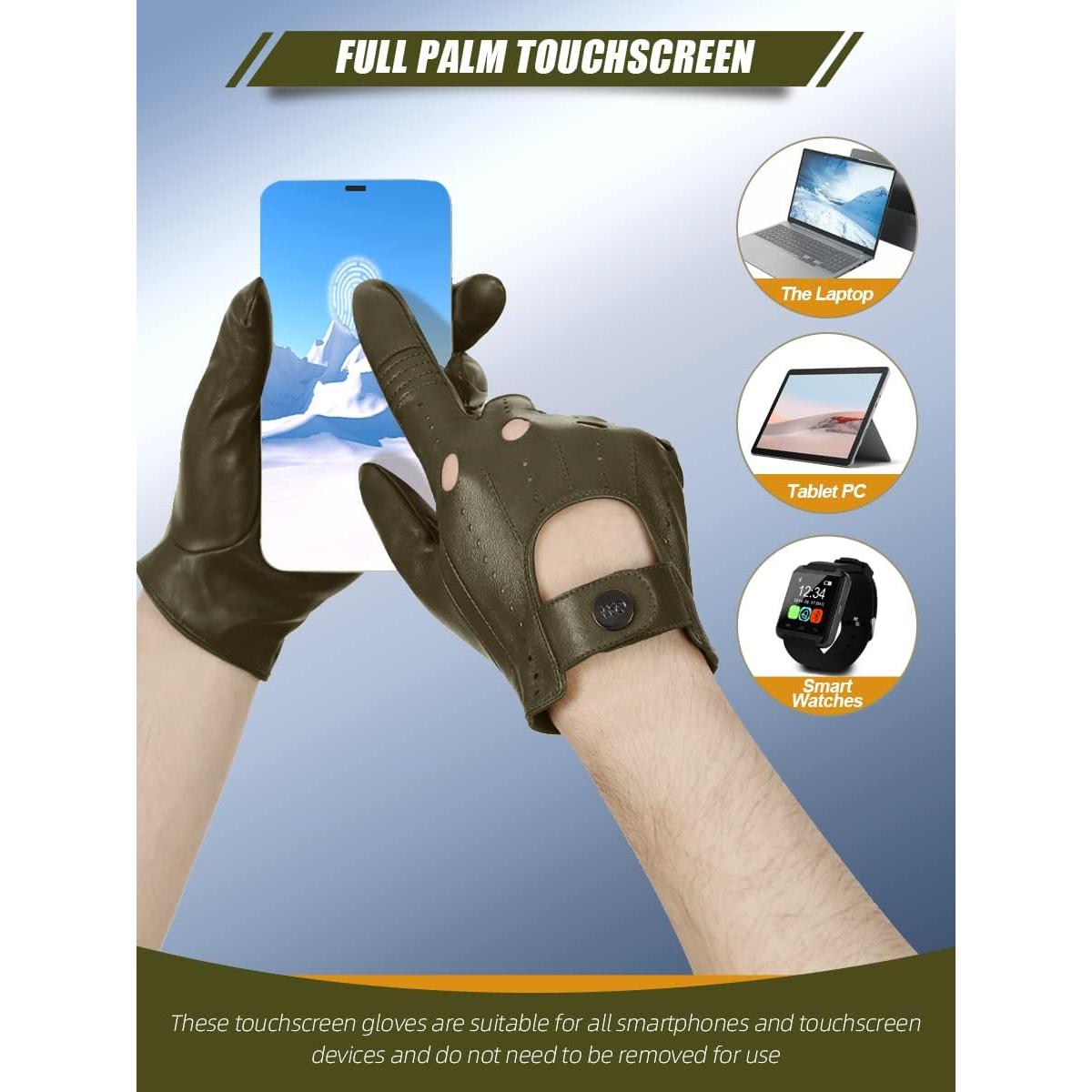 Guantes de Cuero Genuino GSG para Hombre Sin Forro Táctiles