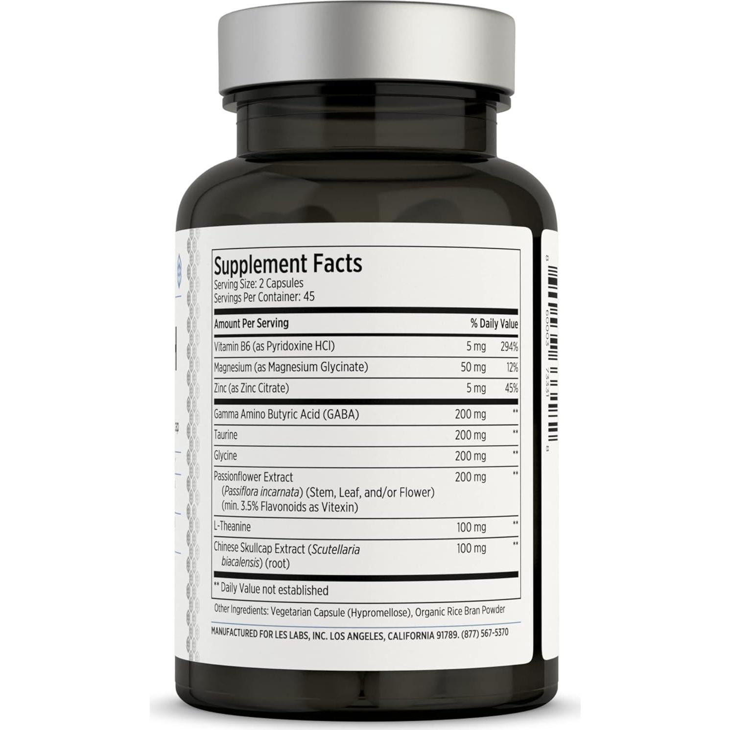 Suplemento GABA Salud LES Labs - Relajación y Sueño Profundo - 90 Cápsulas