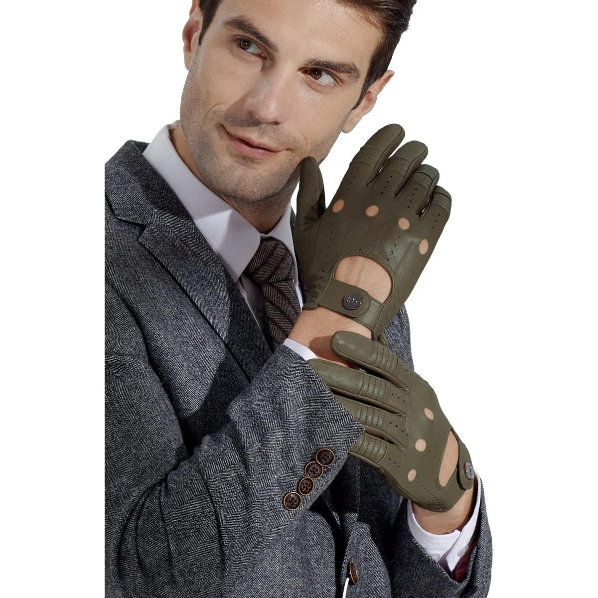 Guantes de Cuero GSG para Hombre Táctiles Negros X-Grande