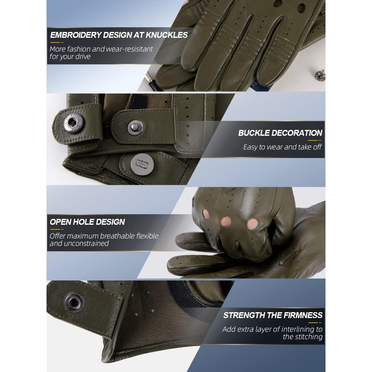 Guantes de Cuero GSG para Hombre Táctiles Negros X-Grande