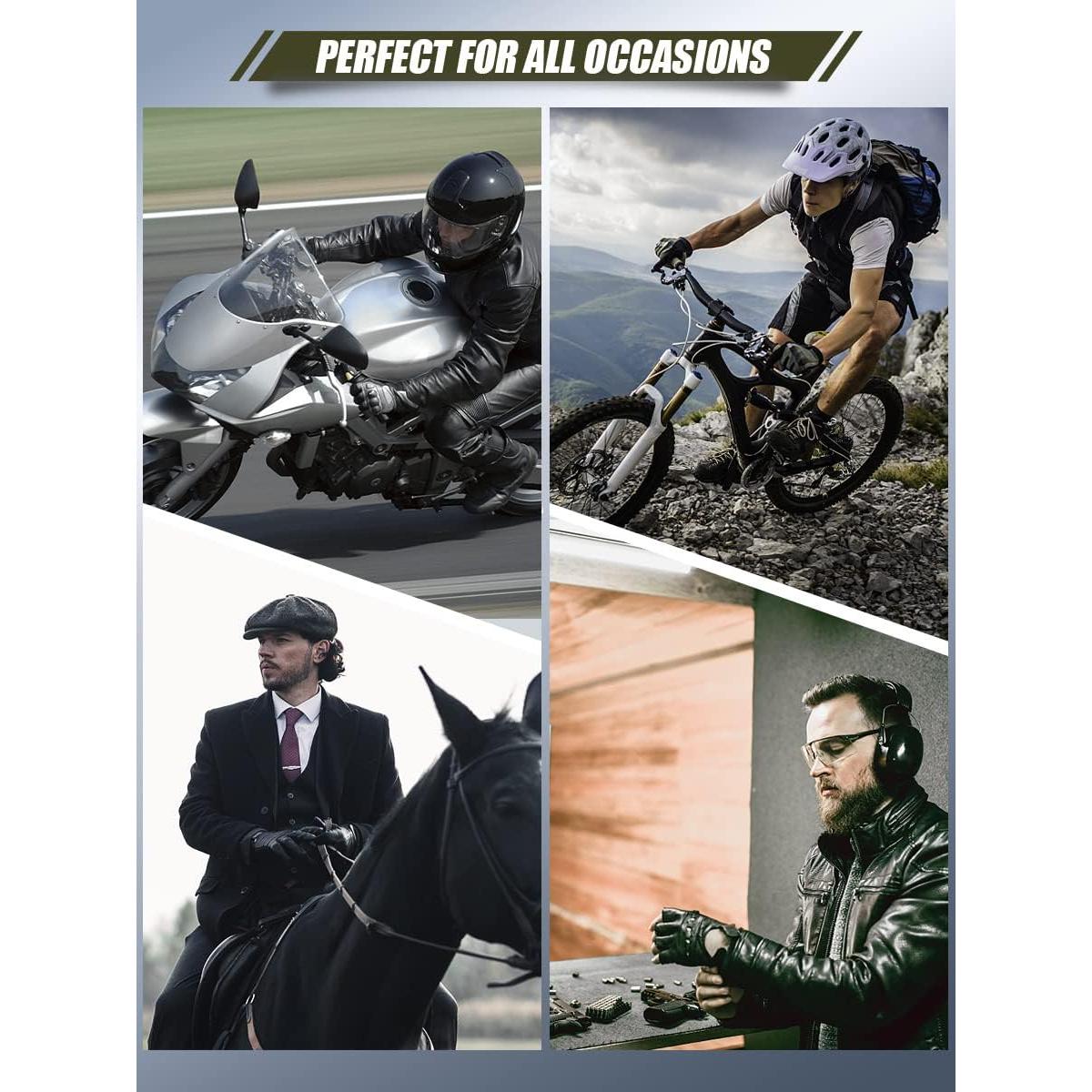 Guantes de Cuero GSG para Hombre Táctiles Negros X-Grande