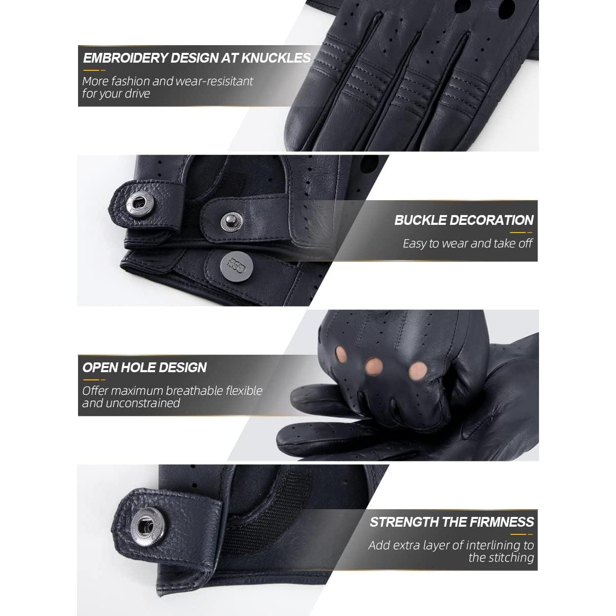 Guantes de Cuero Genuino GSG para Hombre Táctiles Negros