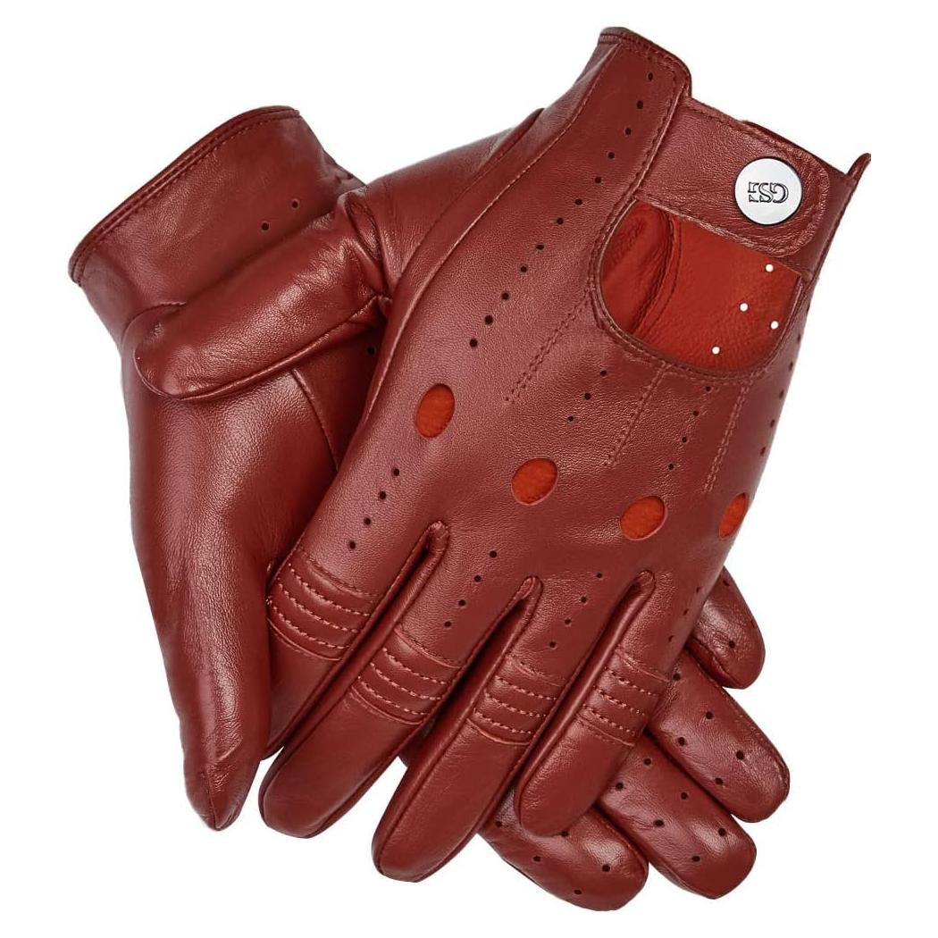 Guantes de Cuero GSG para Hombre Negros Táctiles Ciclismo