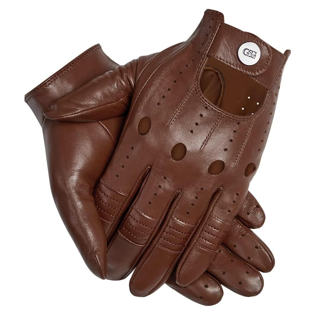 Guantes de Cuero GSG para Hombre Táctiles Negros X-Grande