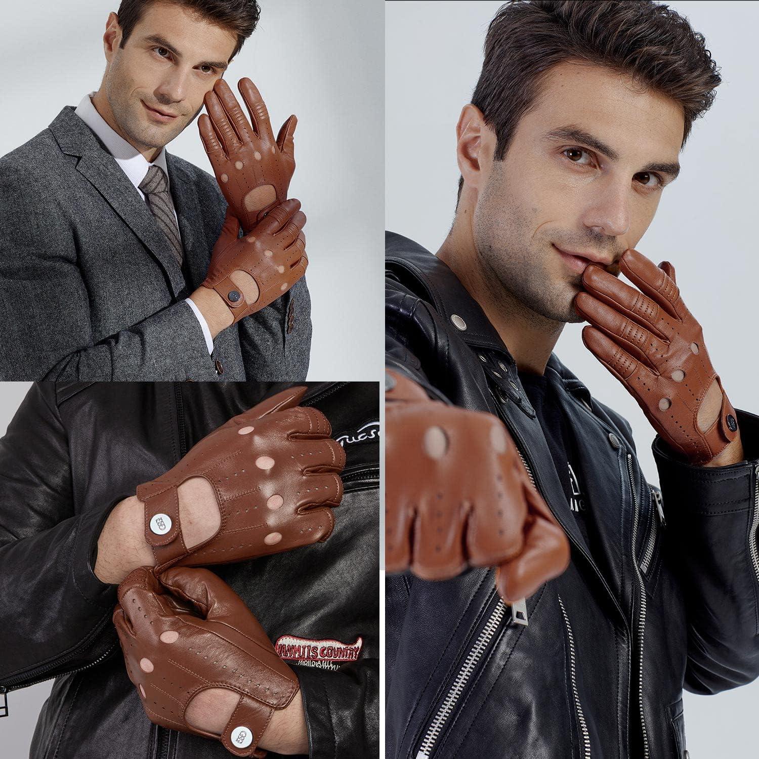 Guantes de Cuero GSG para Hombre Táctiles Negros X-Grande