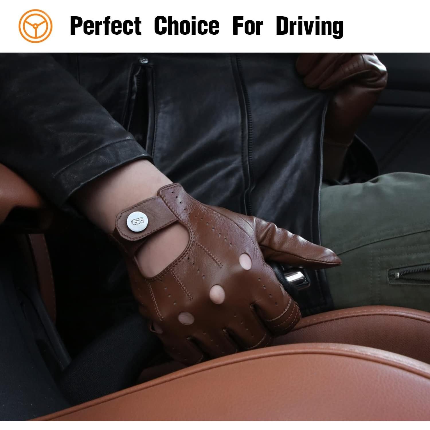 Guantes de Cuero GSG para Hombre Táctiles Negros X-Grande