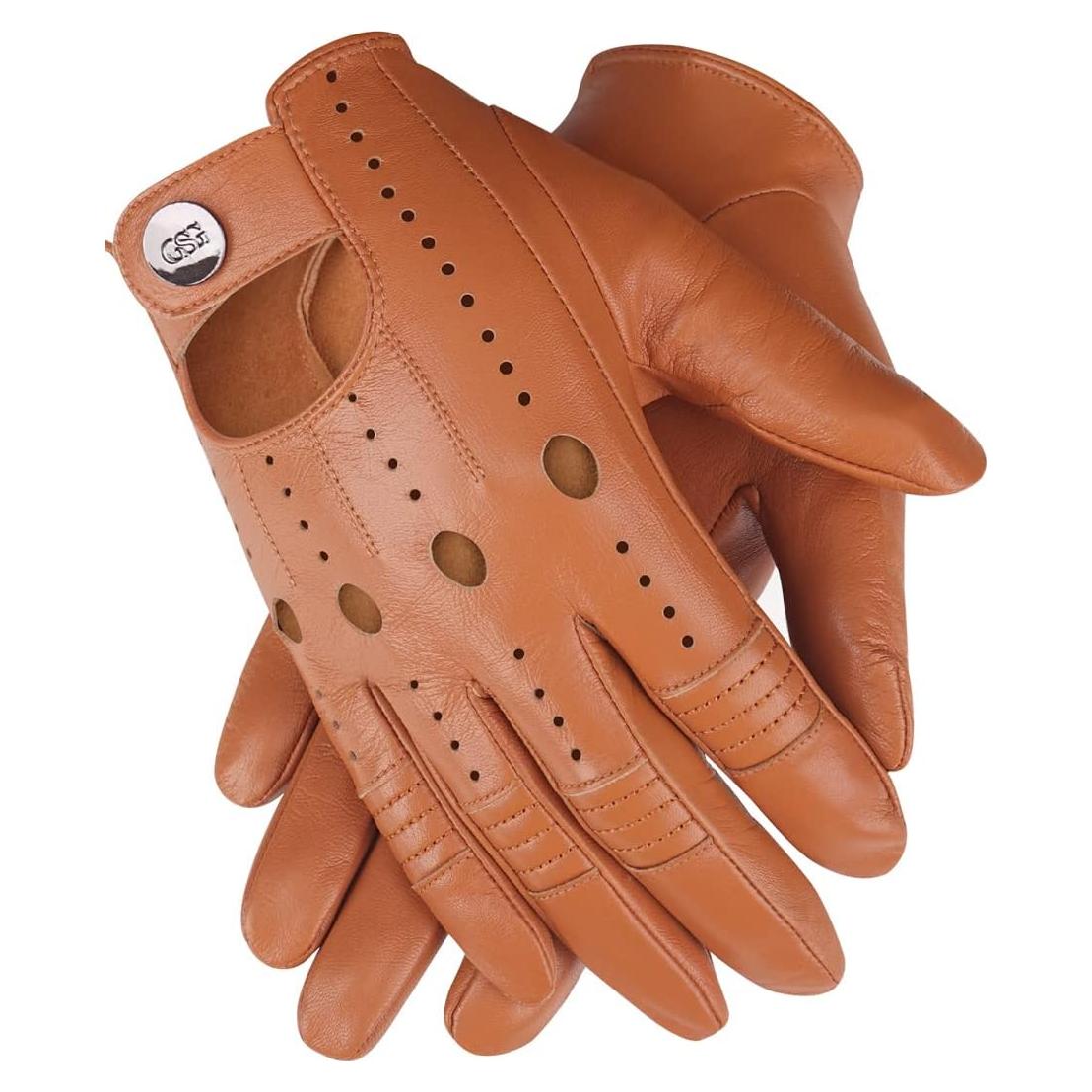 Guantes de Cuero GSG para Hombre Táctiles Negros X-Grande