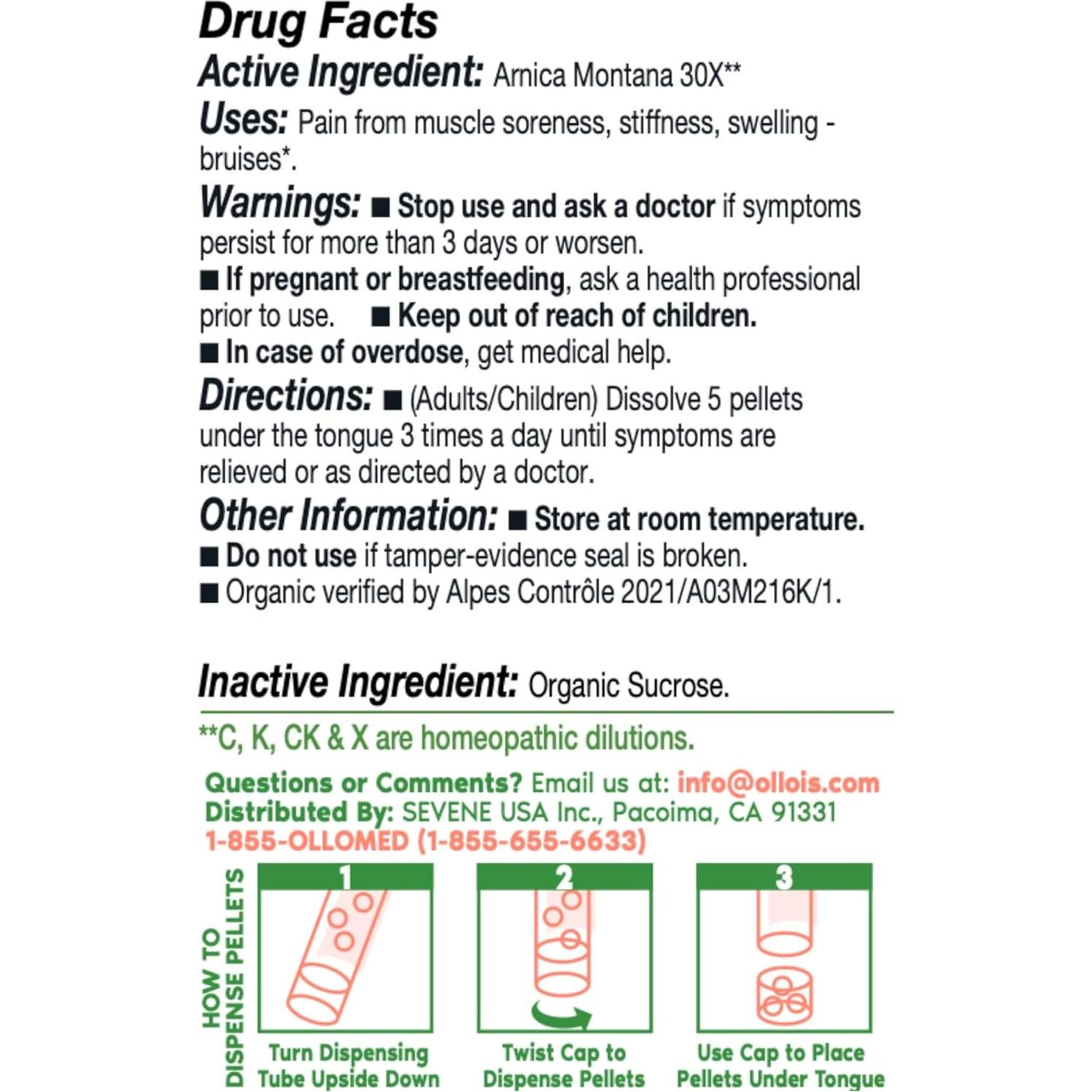 OLLOIS Arnica Montana 30x Orgánico 80 Gránulos Homeopáticos