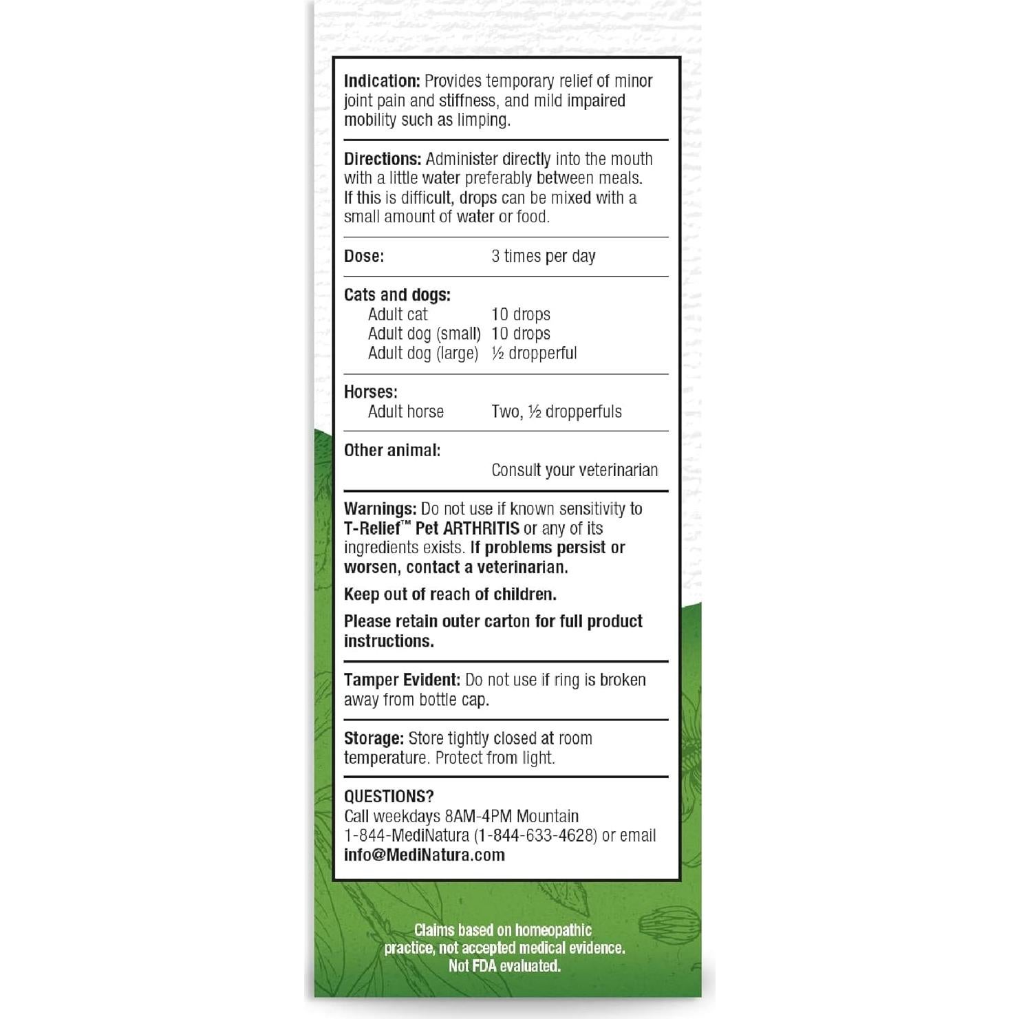 Gotas Homeopáticas MediNatura T-Relief para Mascotas 47.7 ml